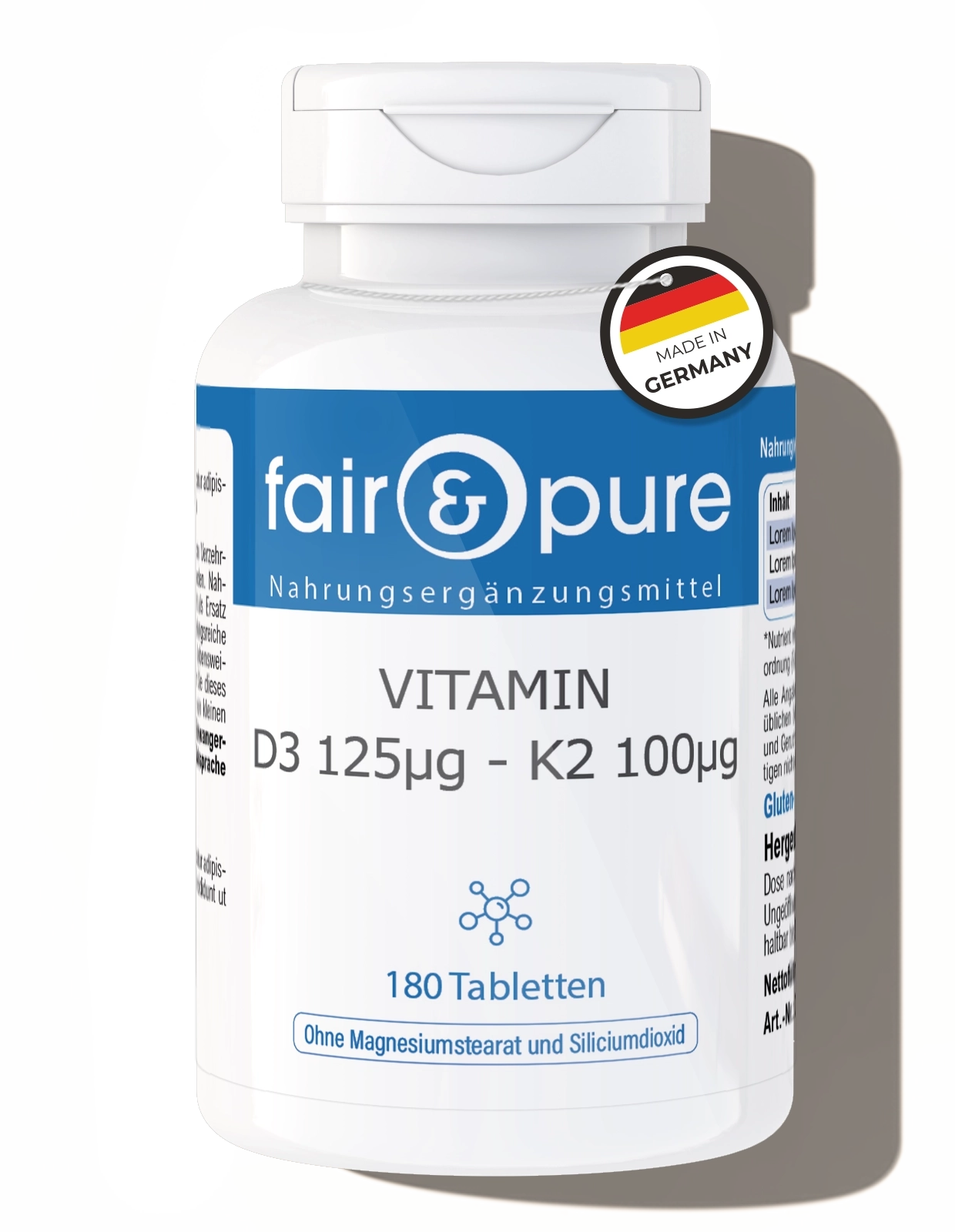 VITAMINE D3 125μg - K2 100μg - 180 Tabletten