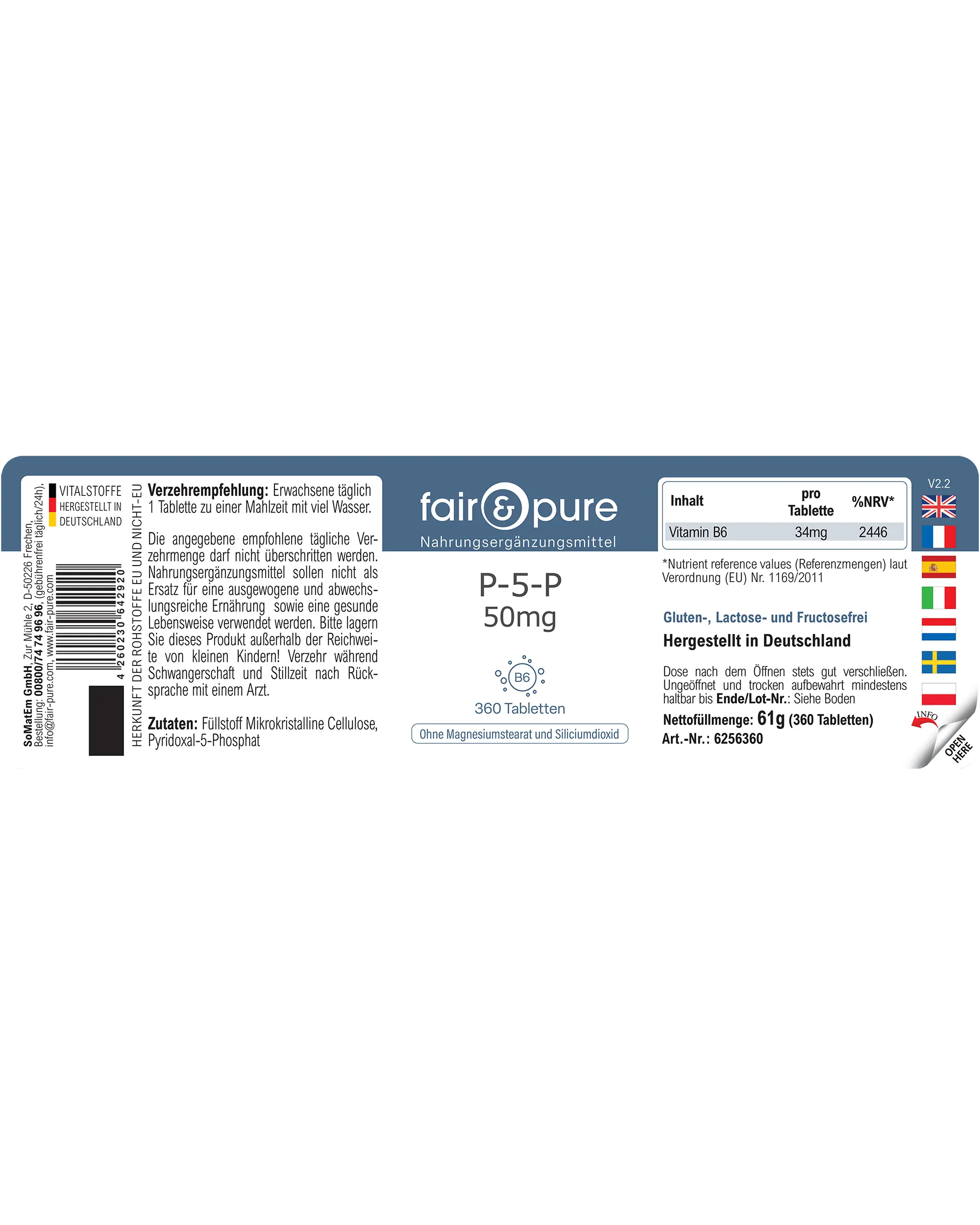 P-5-P 50mg - 360 Comprimidos | fair-pure