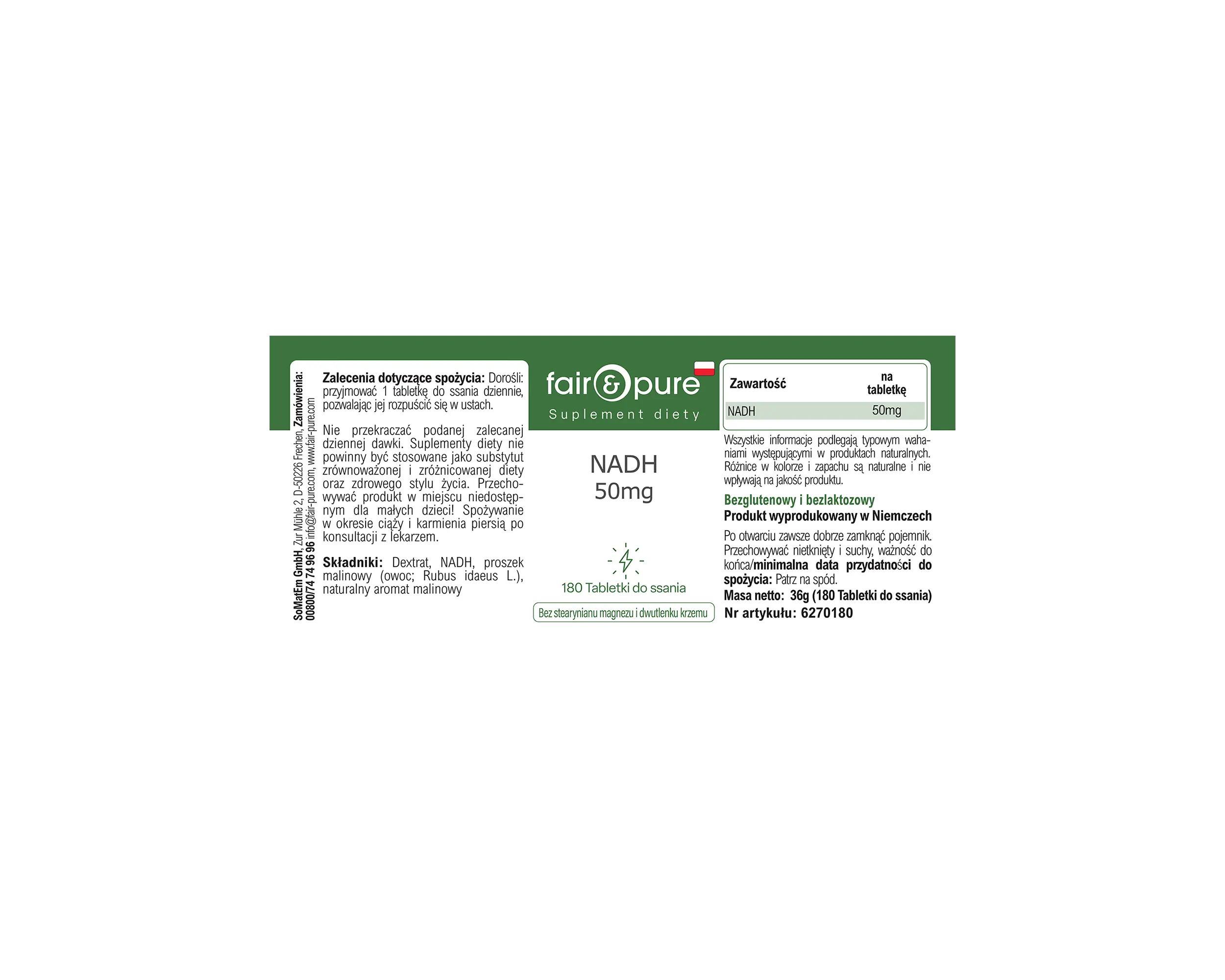 NADH 50mg - 180 Comprimidos para Chupar | fair-pure