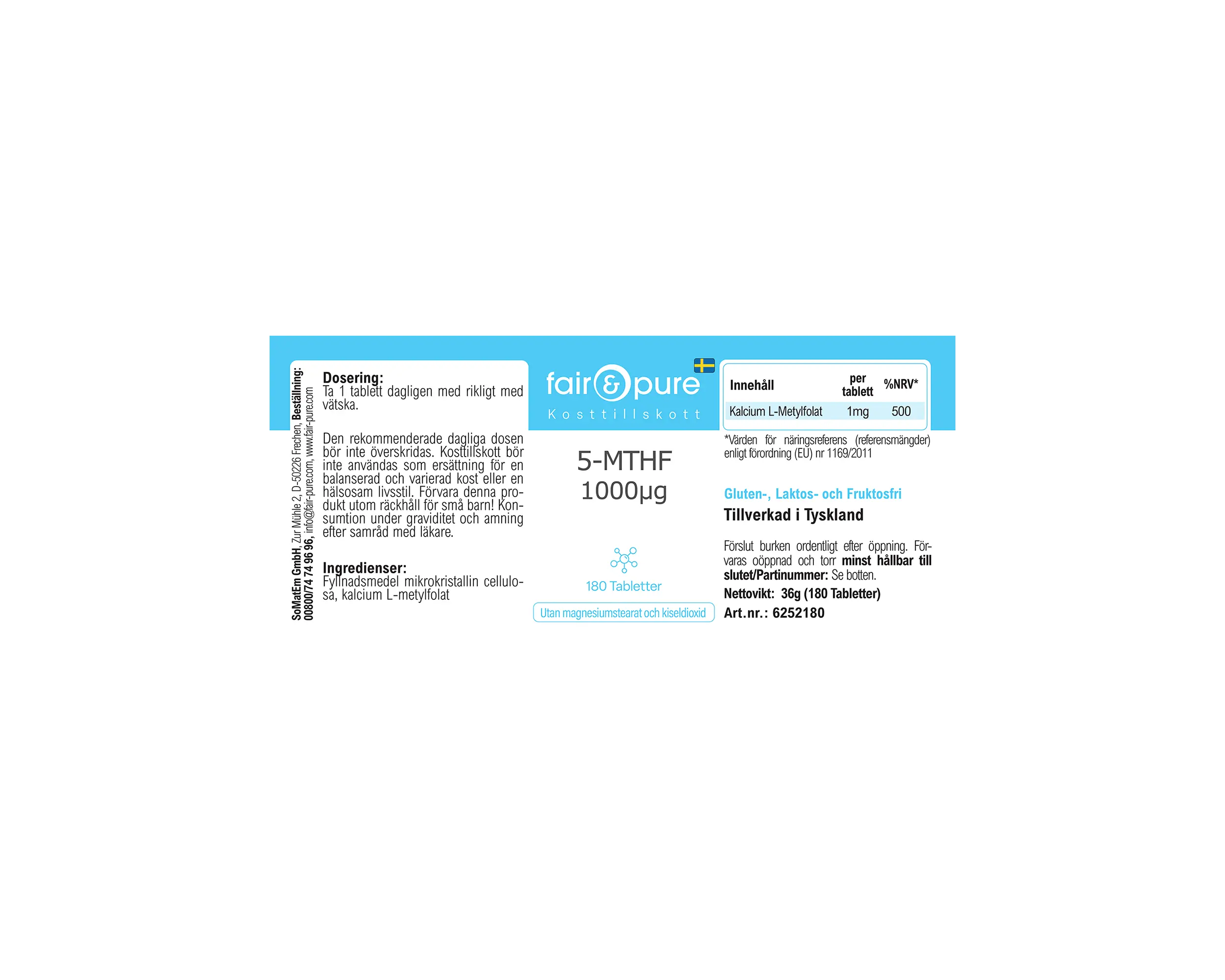 5-MTHF 1000µg - 180 Tabletten | fair-pure