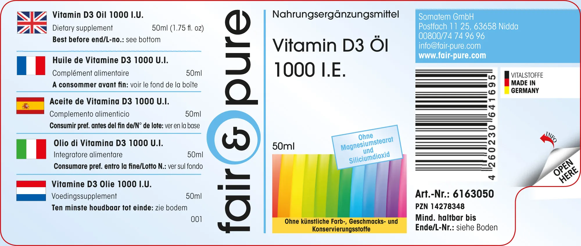 Vitamine D3 vloeistof 1000 I.U. 