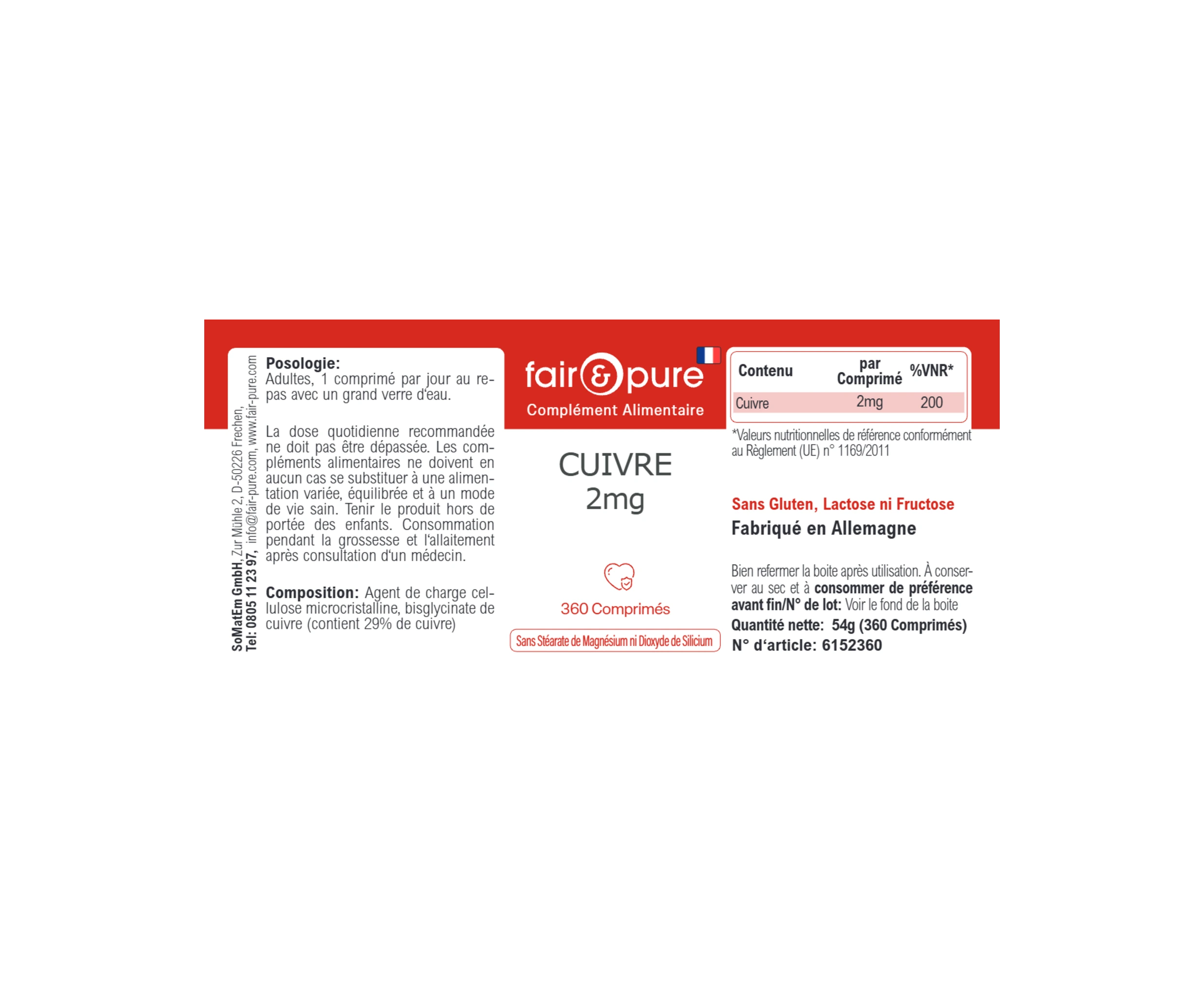 Copper 2mg - 360 Tablets | fair-pure