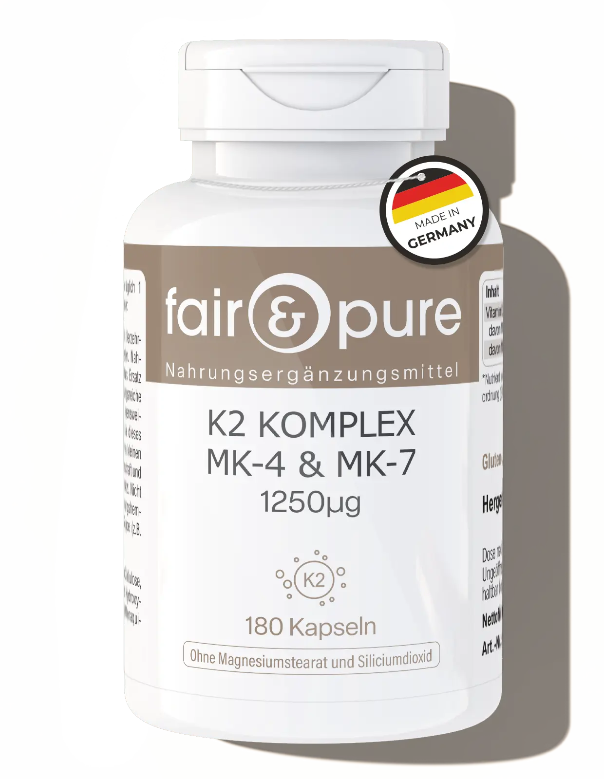 Complexe de Vitamine K2 1250µg - facile à avaler | fair-pure