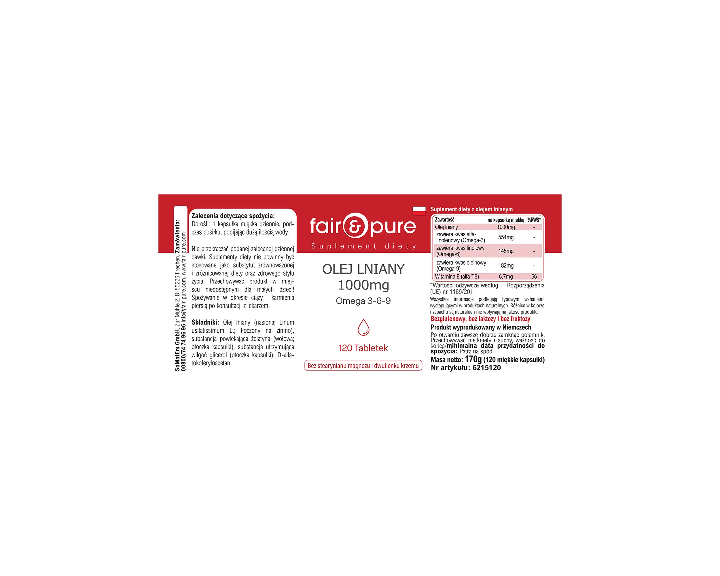 Flaxseed Oil 1000mg Omega 3-6-9 - 120 Softgels | fair-pure