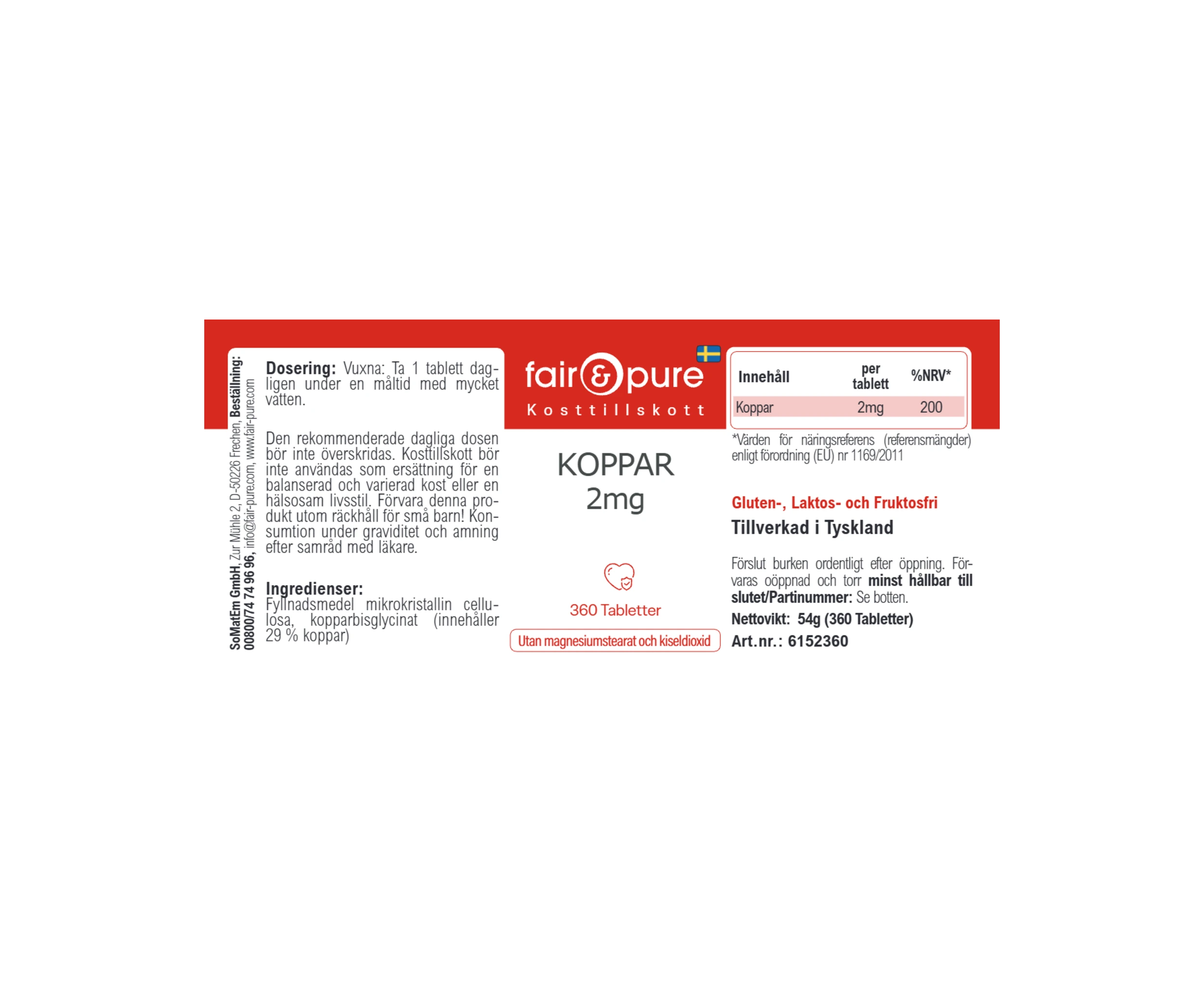 Copper 2mg - 360 Tablets | fair-pure