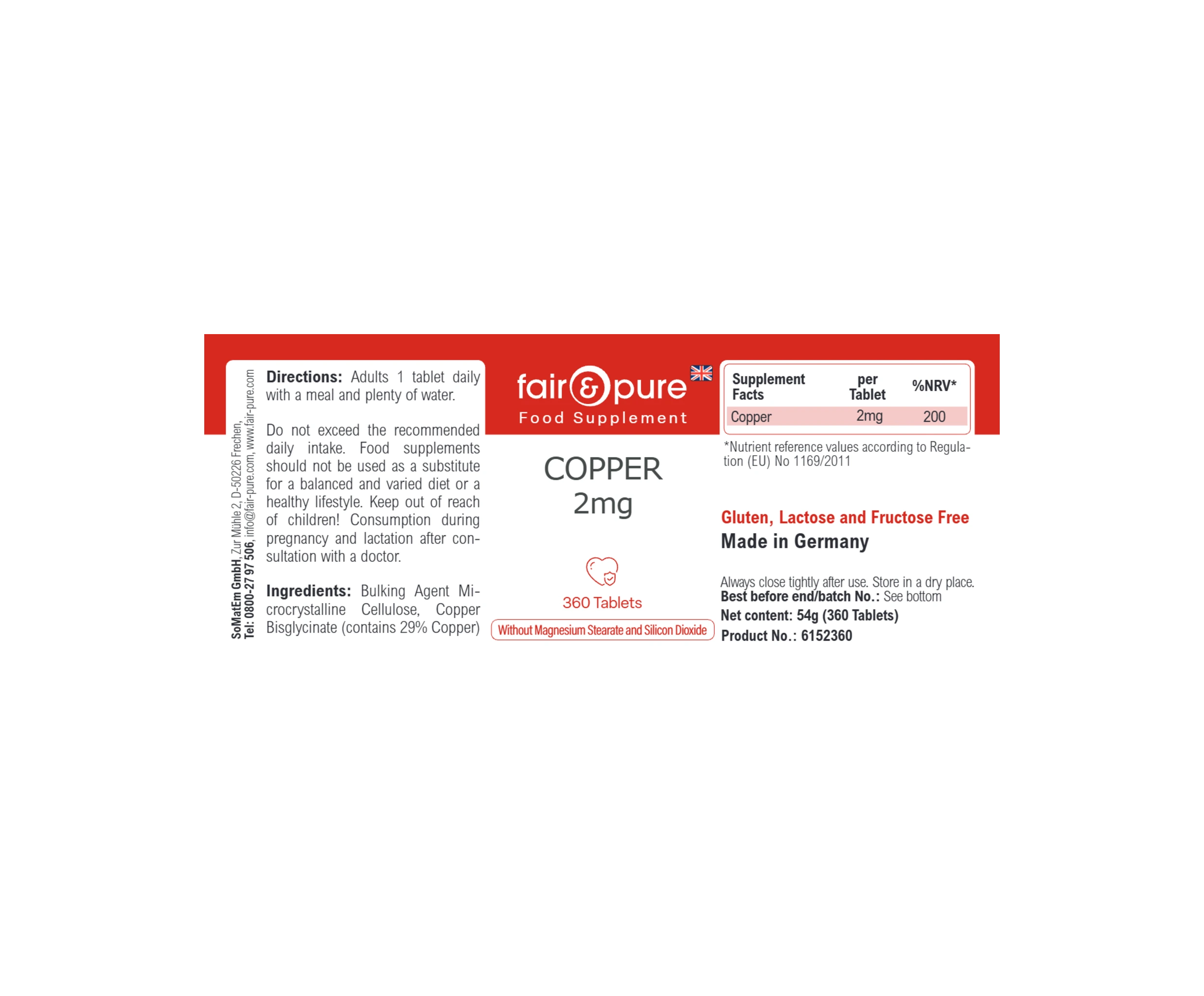 Copper 2mg - 360 Tablets | fair-pure