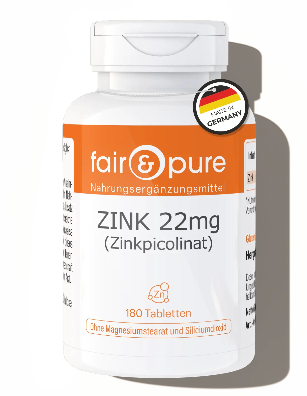ZINC 22mg (Zinc Picolinate) - 180 Tablets | fair-pure