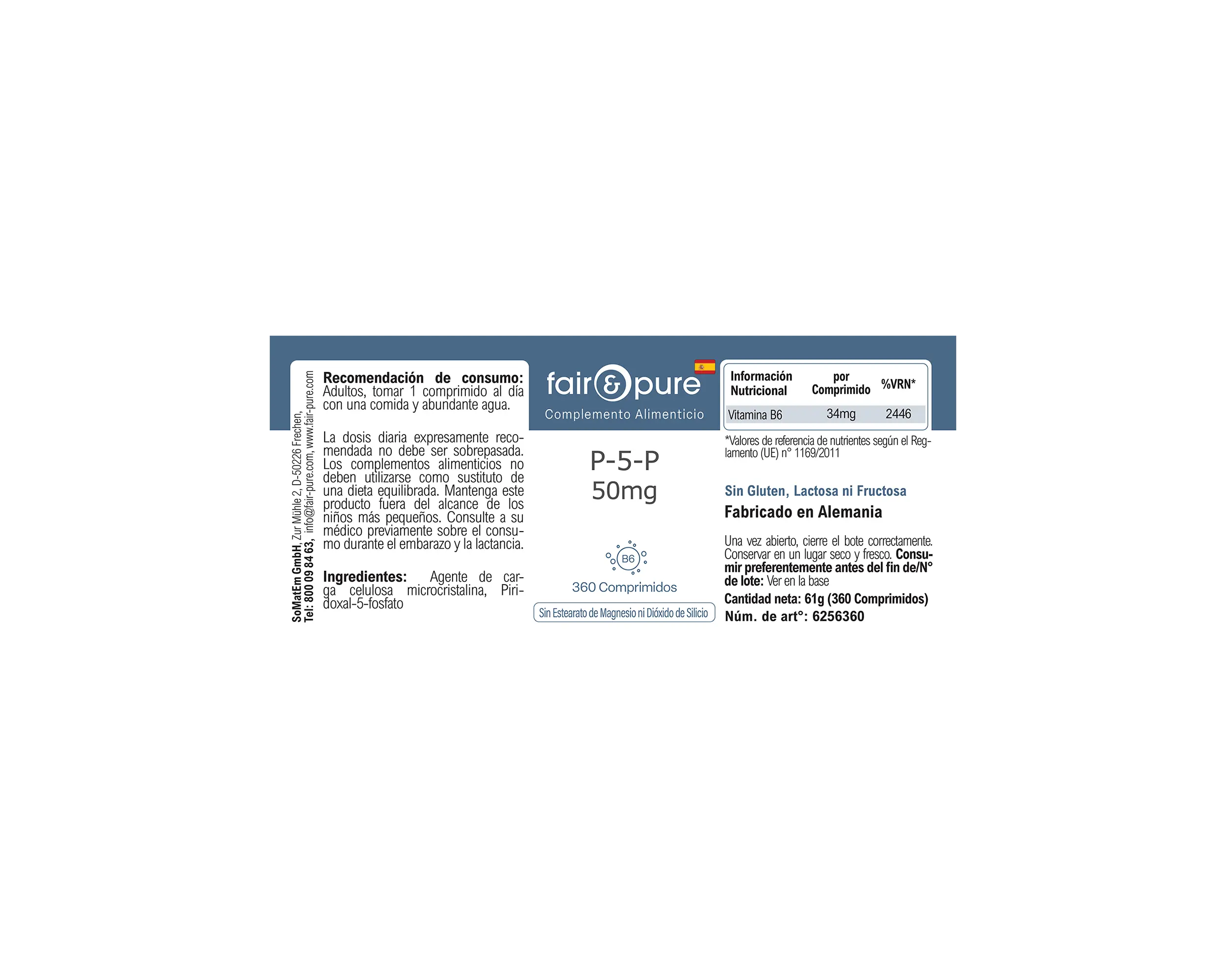 P-5-P 50mg - 360 Comprimidos | fair-pure