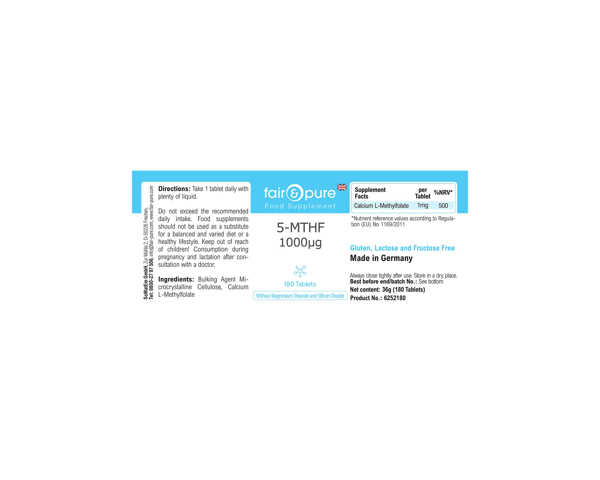 5-MTHF 1000µg - 180 Tabletten | fair-pure