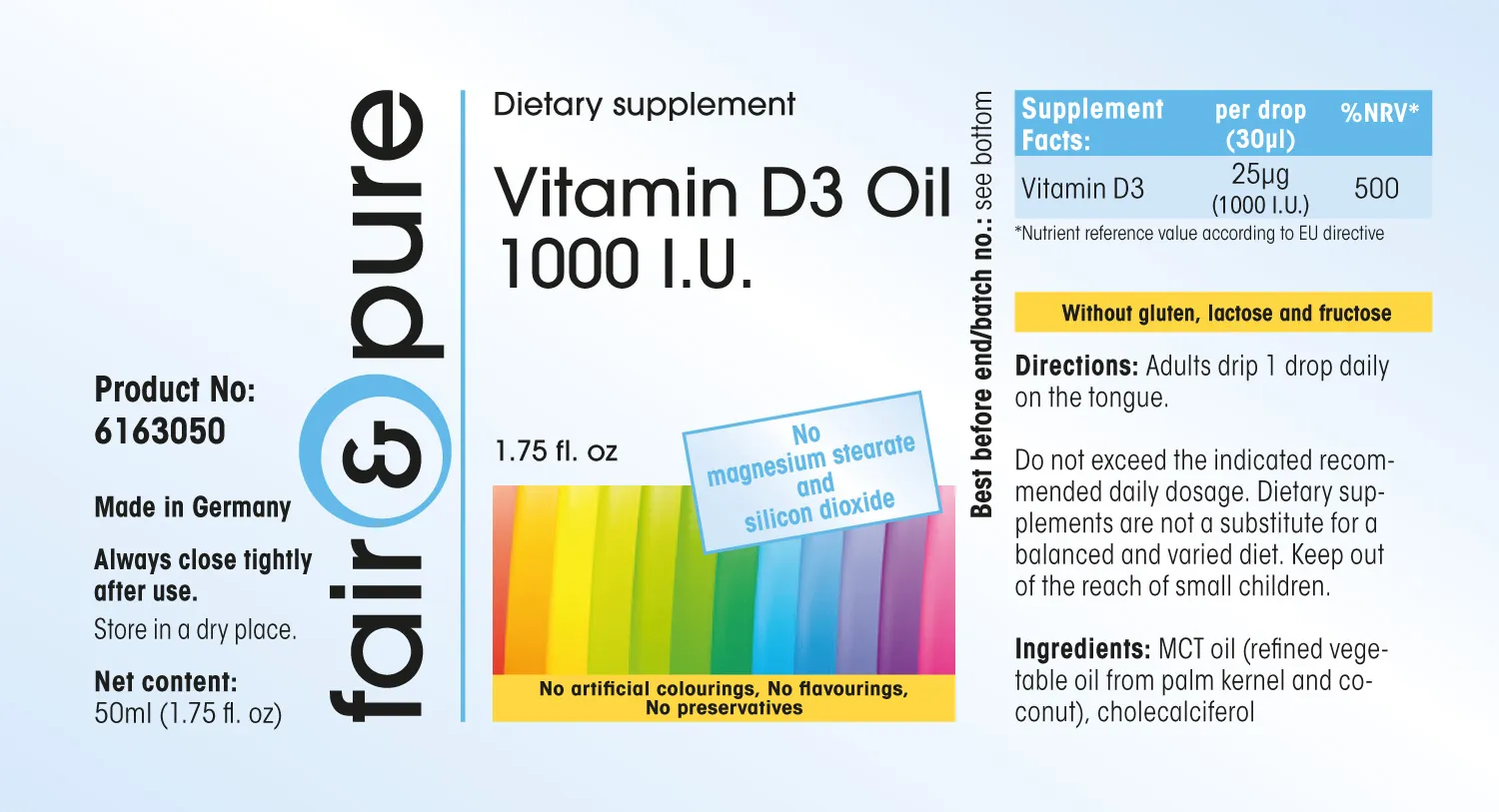 Vitamine D3 vloeistof 1000 I.U. 