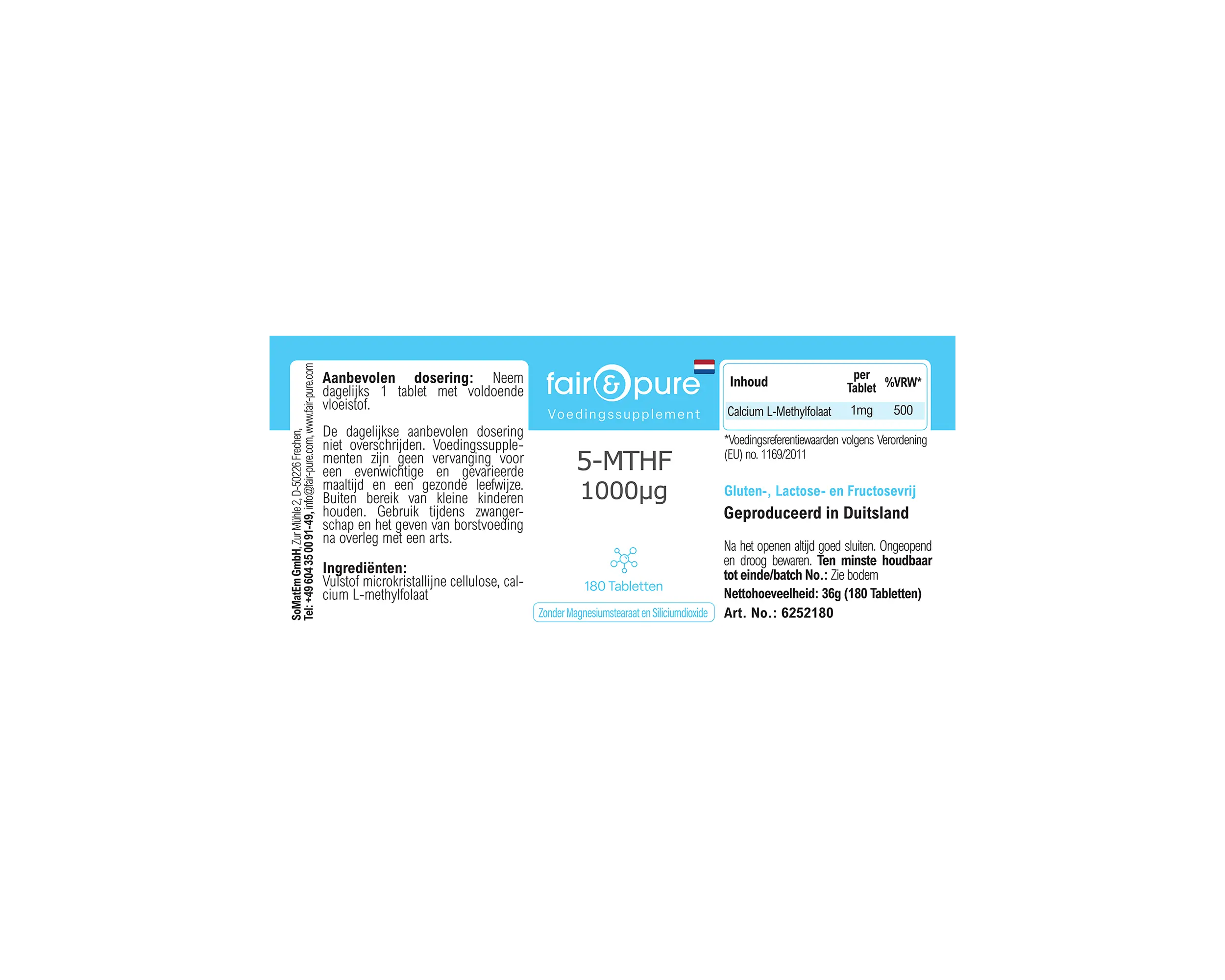 5-MTHF 1000µg - 180 Tabletten | fair-pure