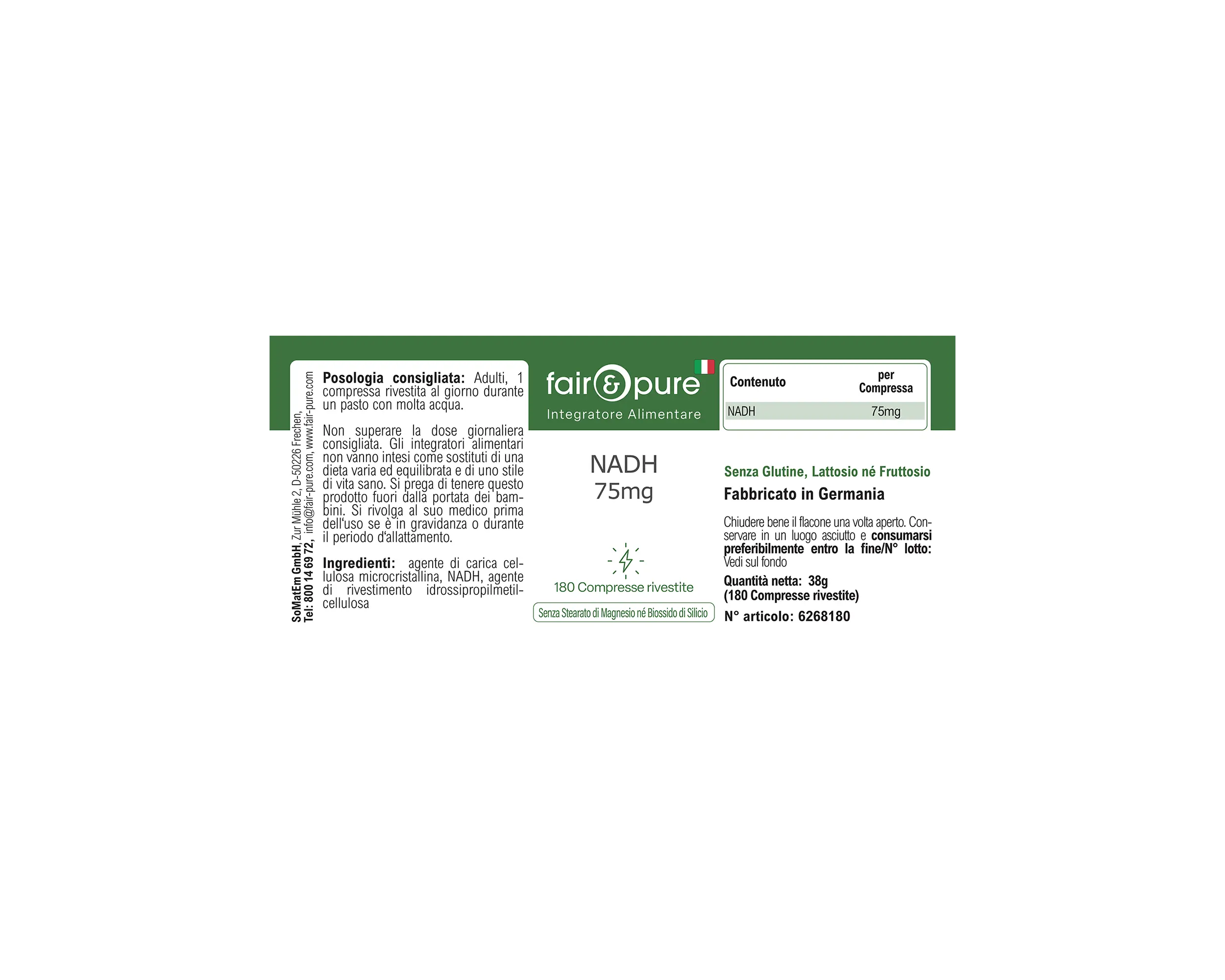 NADH 75mg - 180 Comprimidos Recubiertos | fair-pure