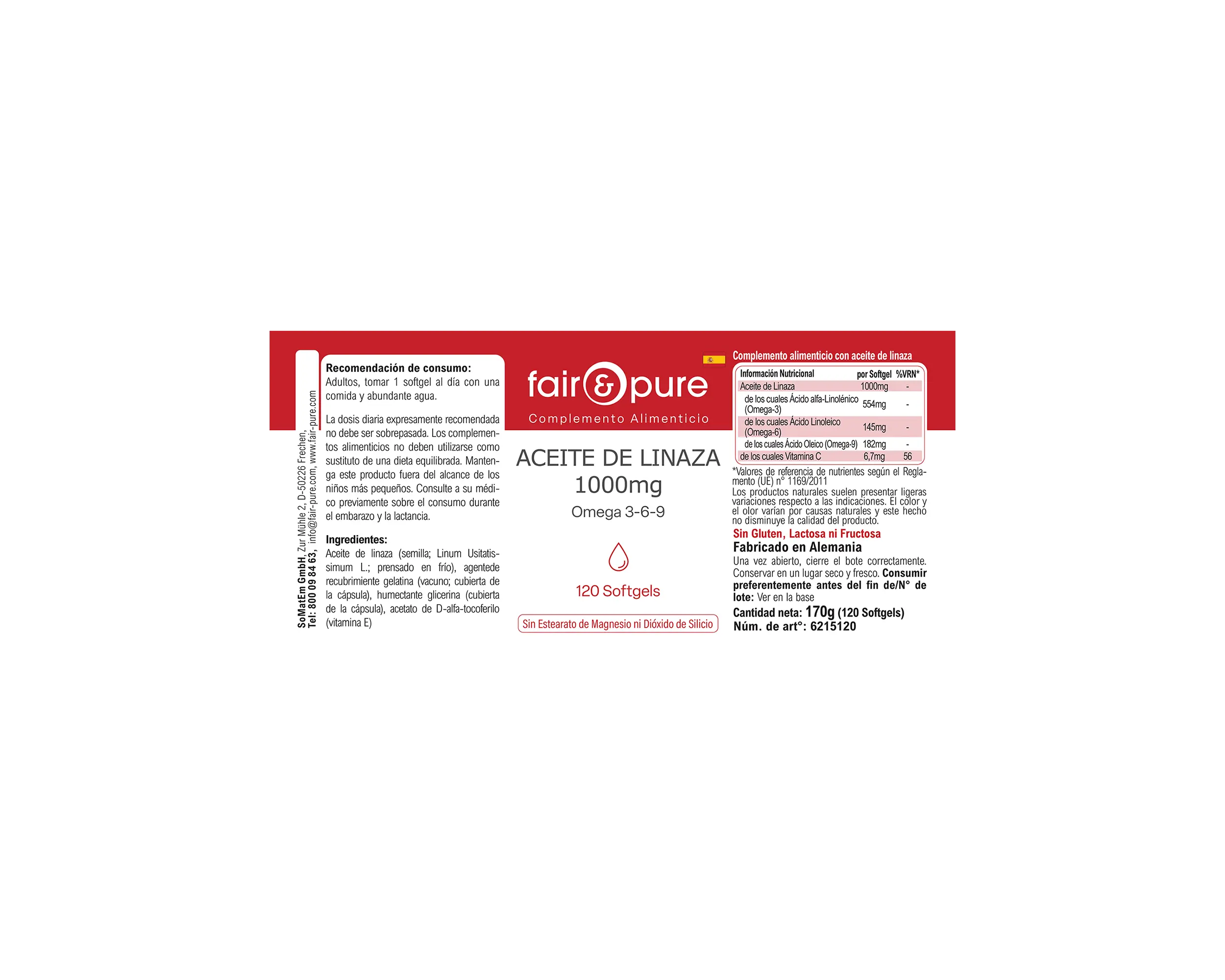 Flaxseed Oil 1000mg Omega 3-6-9 - 120 Softgels | fair-pure