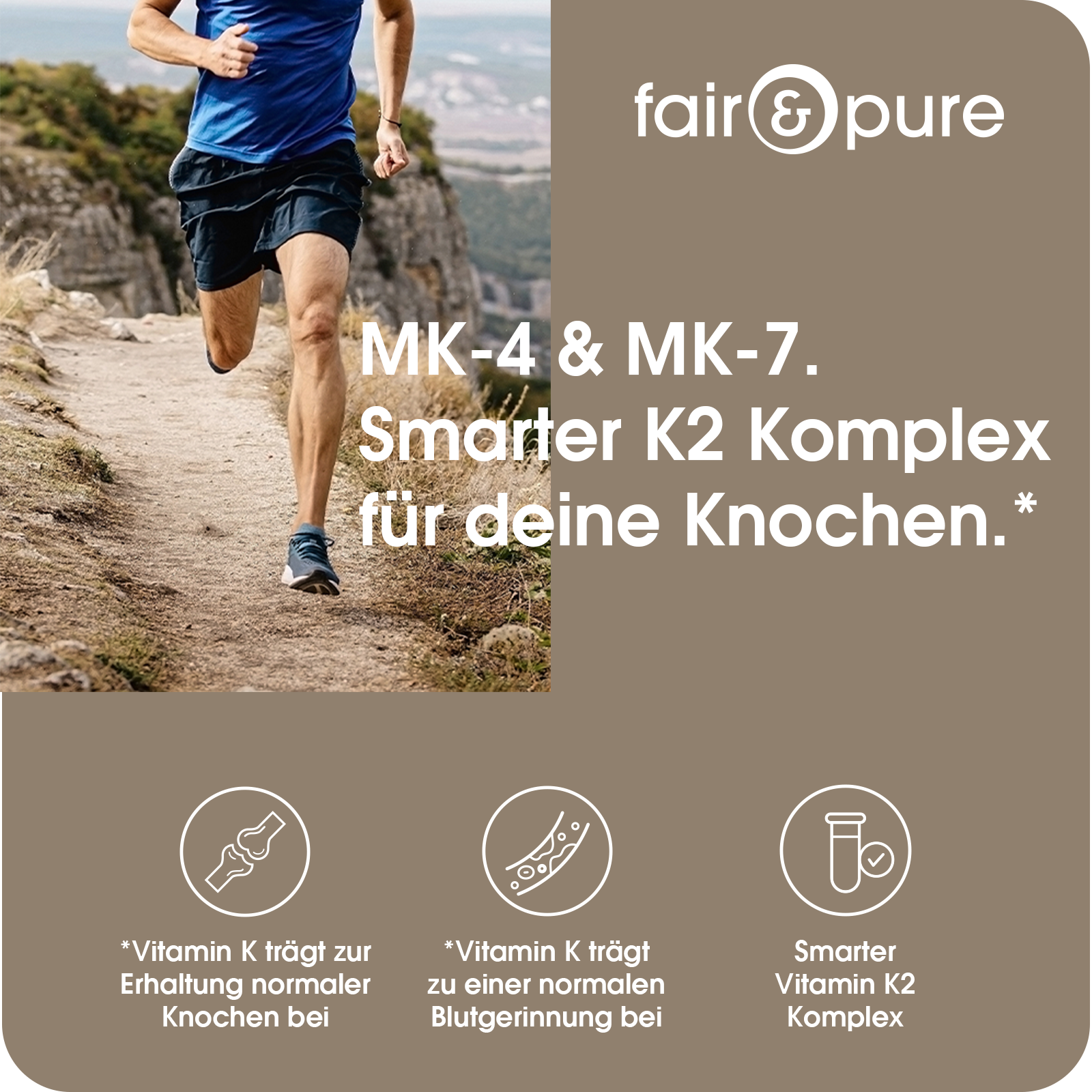 Complexe de Vitamine K2 1250µg - facile à avaler | fair-pure