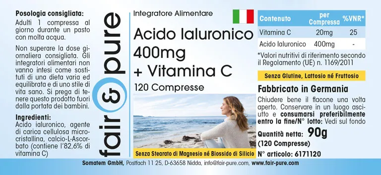 Ácido hialurónico 400mg + Vitamina C