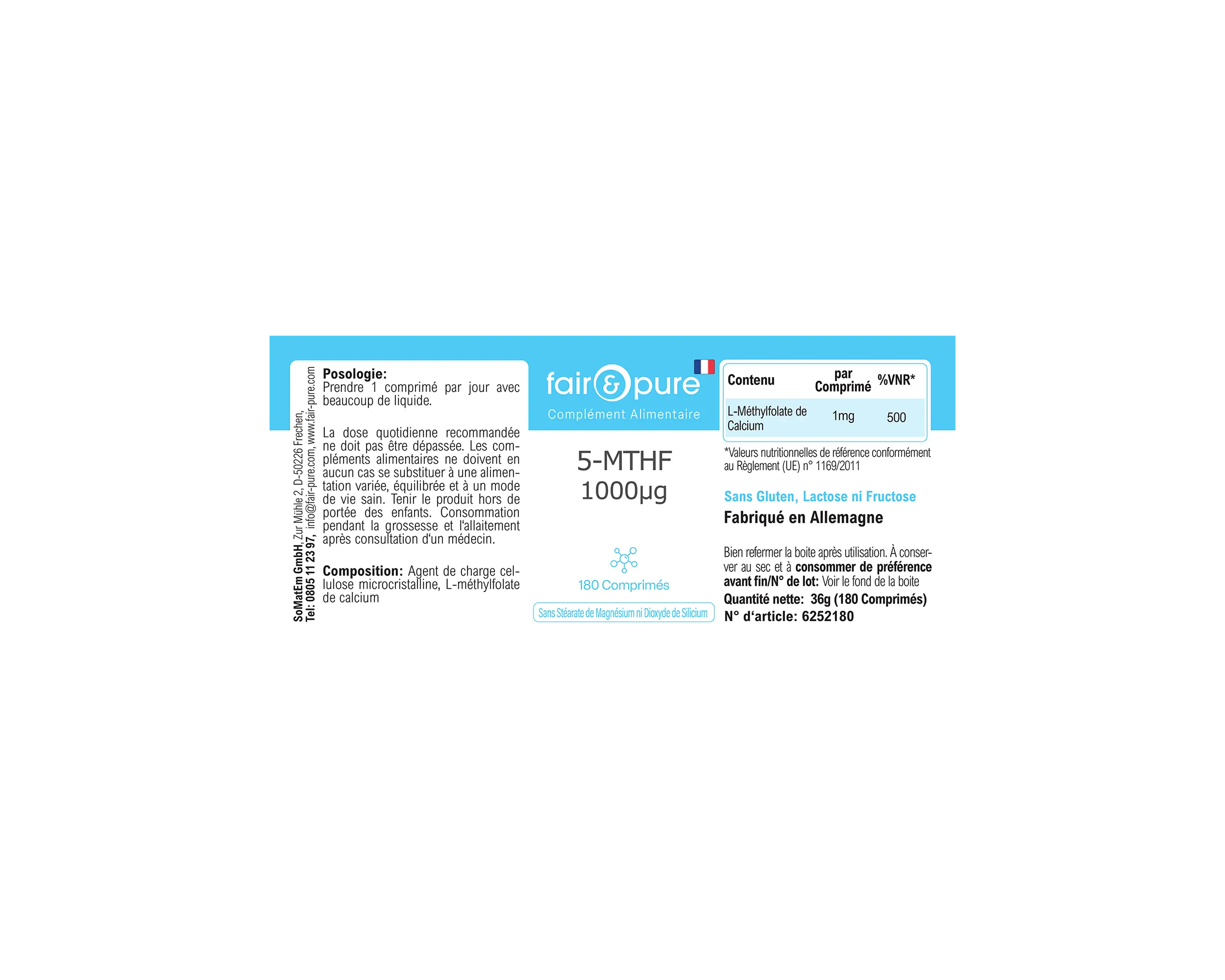 5-MTHF 1000µg - 180 Tabletten | fair-pure