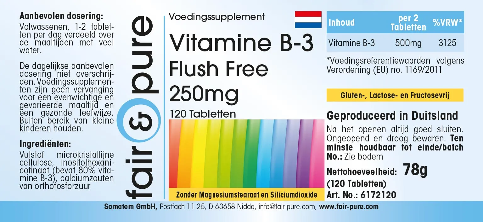 Vitamine B3 250mg Flush Free