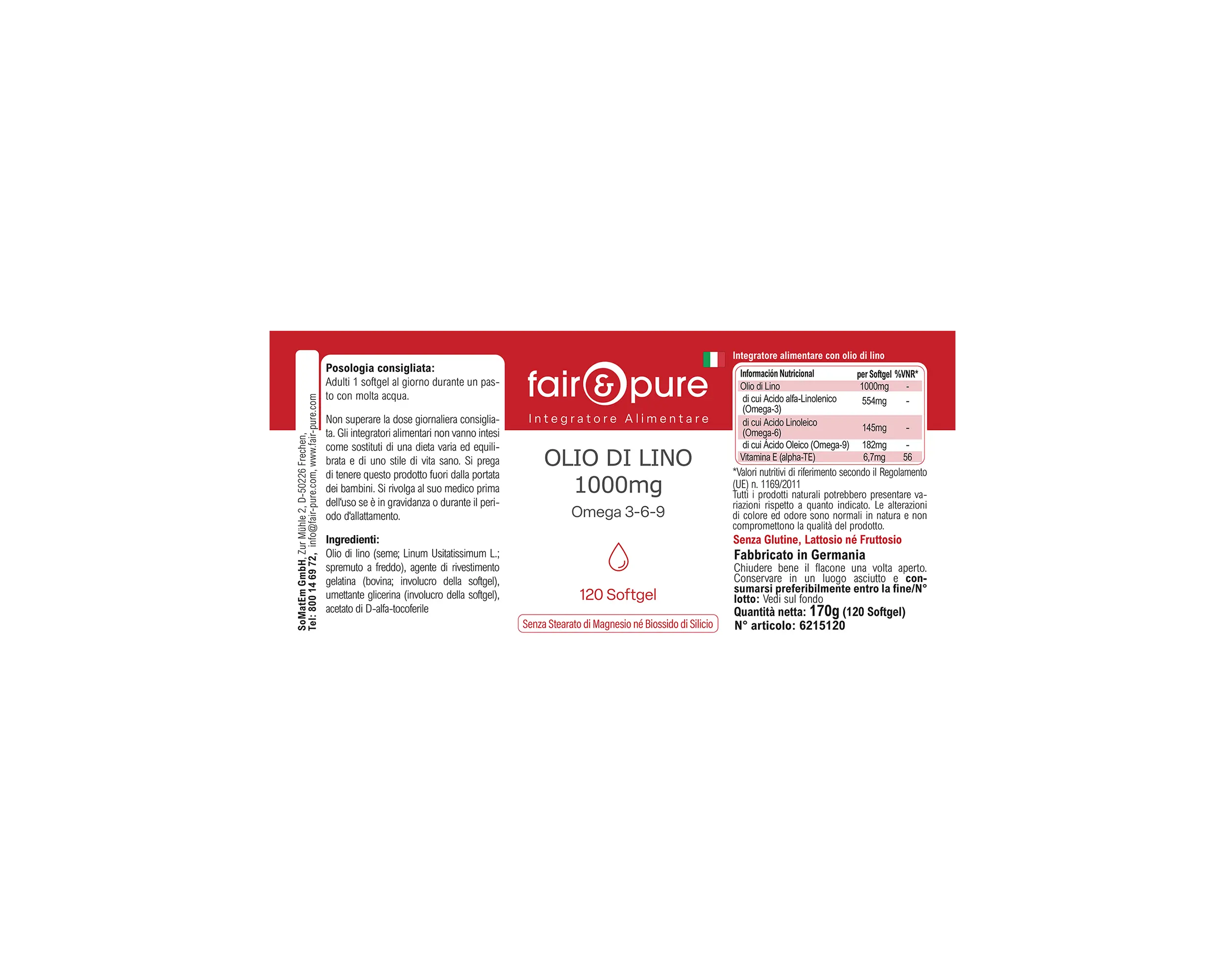 Flaxseed Oil 1000mg Omega 3-6-9 - 120 Softgels | fair-pure