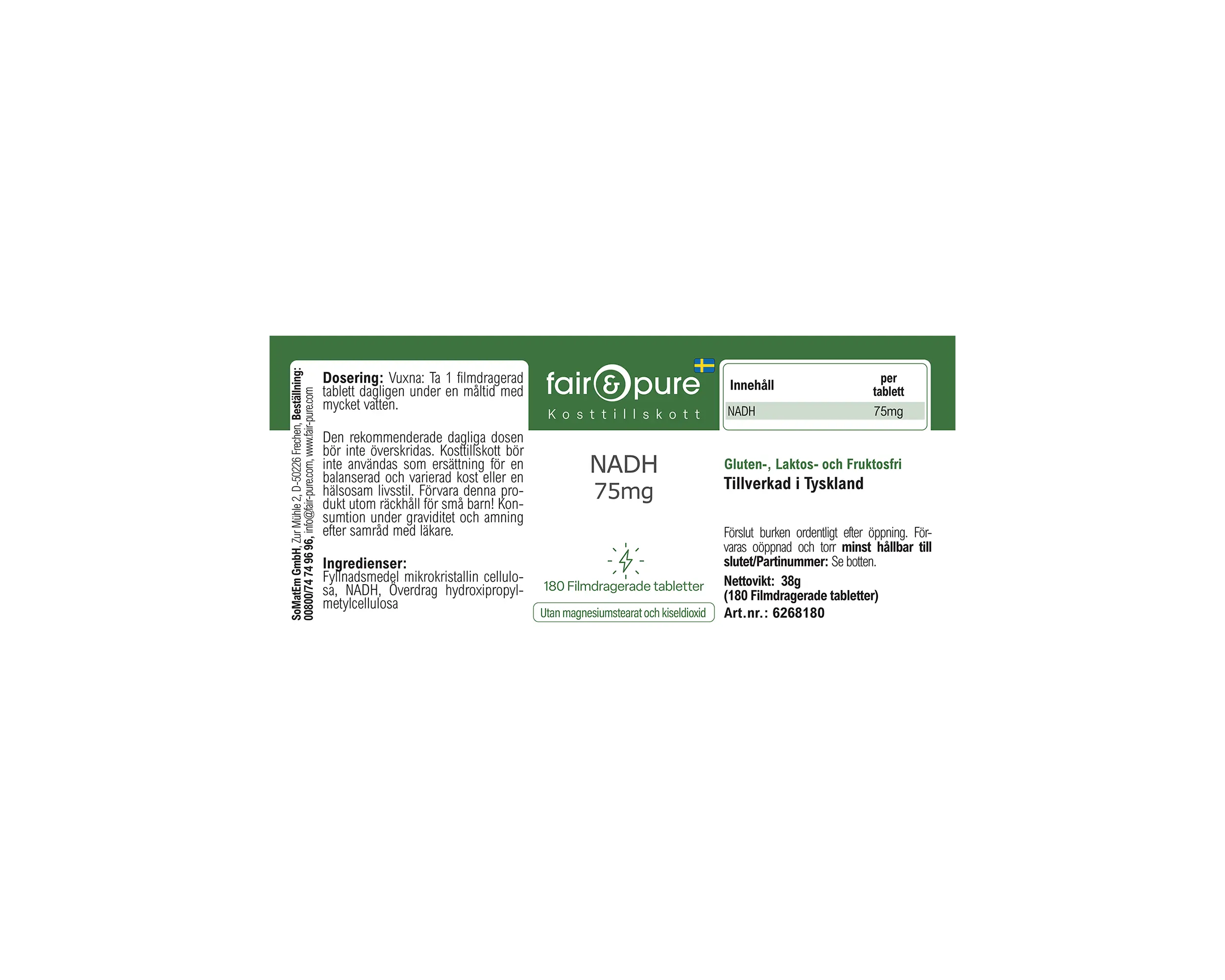 NADH 75mg - 180 Comprimidos Recubiertos | fair-pure