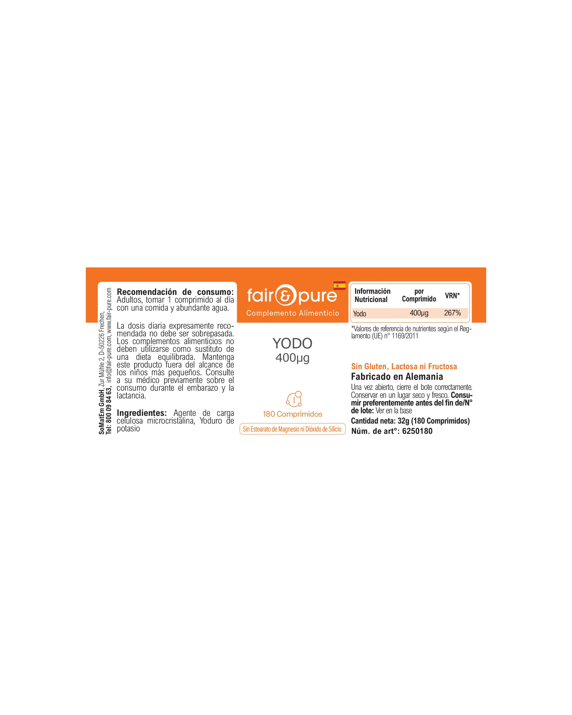 Iodine 400µg – 180 Tablets – Over 100% Daily Value | Fair & Pure