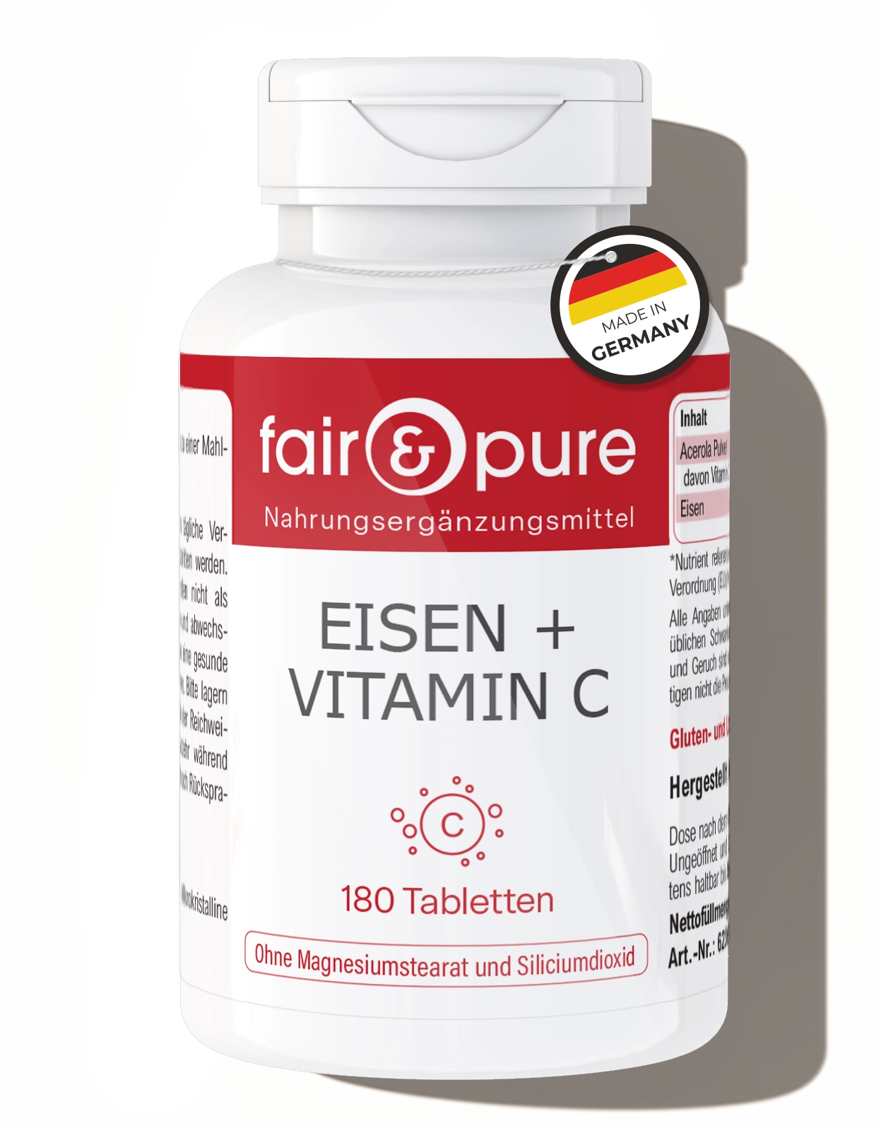 Eisen + Vitamin C - 180 Tabletten | fair-pure