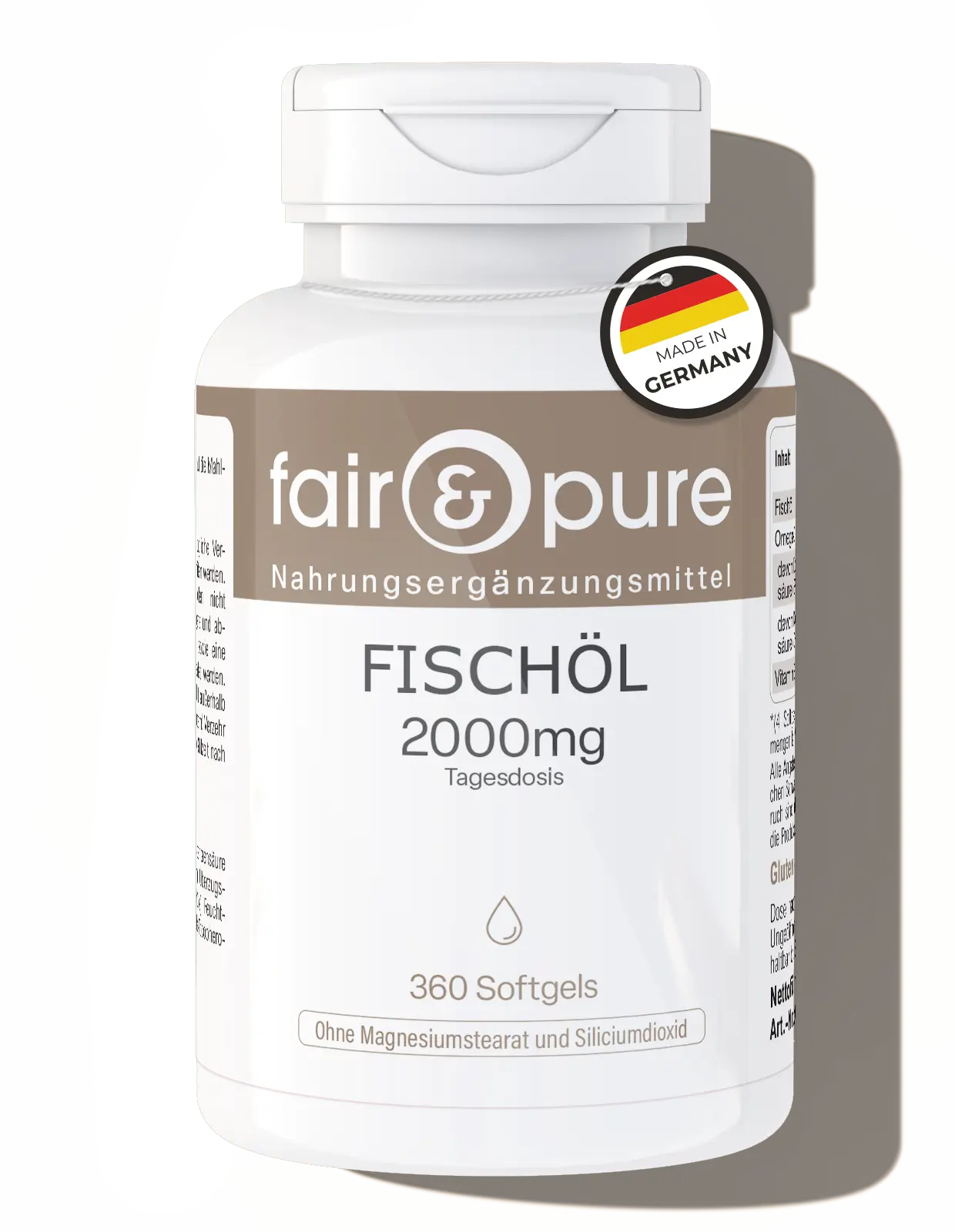 Olio di pesce 2000 mg - 360 softgel - con vitamina E | fair-pure