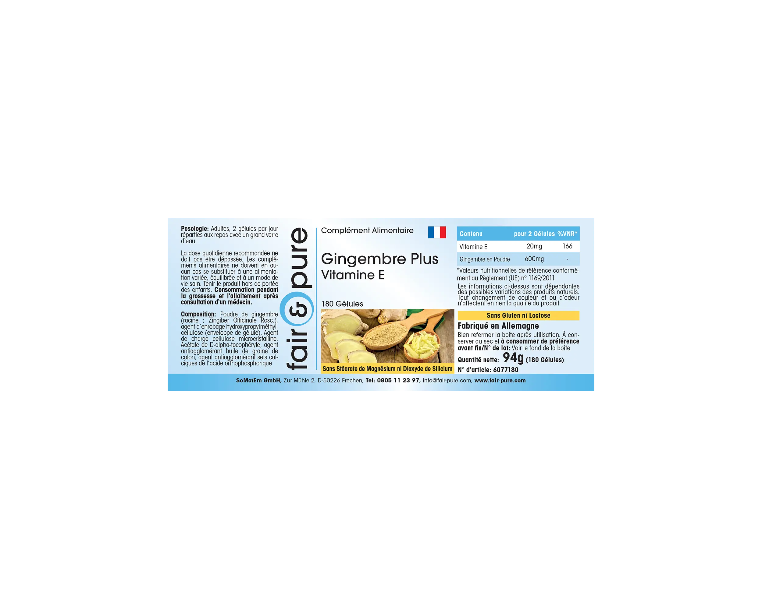 Zenzero plus vitamina E - 180 capsule - facile da deglutire | fair-pure