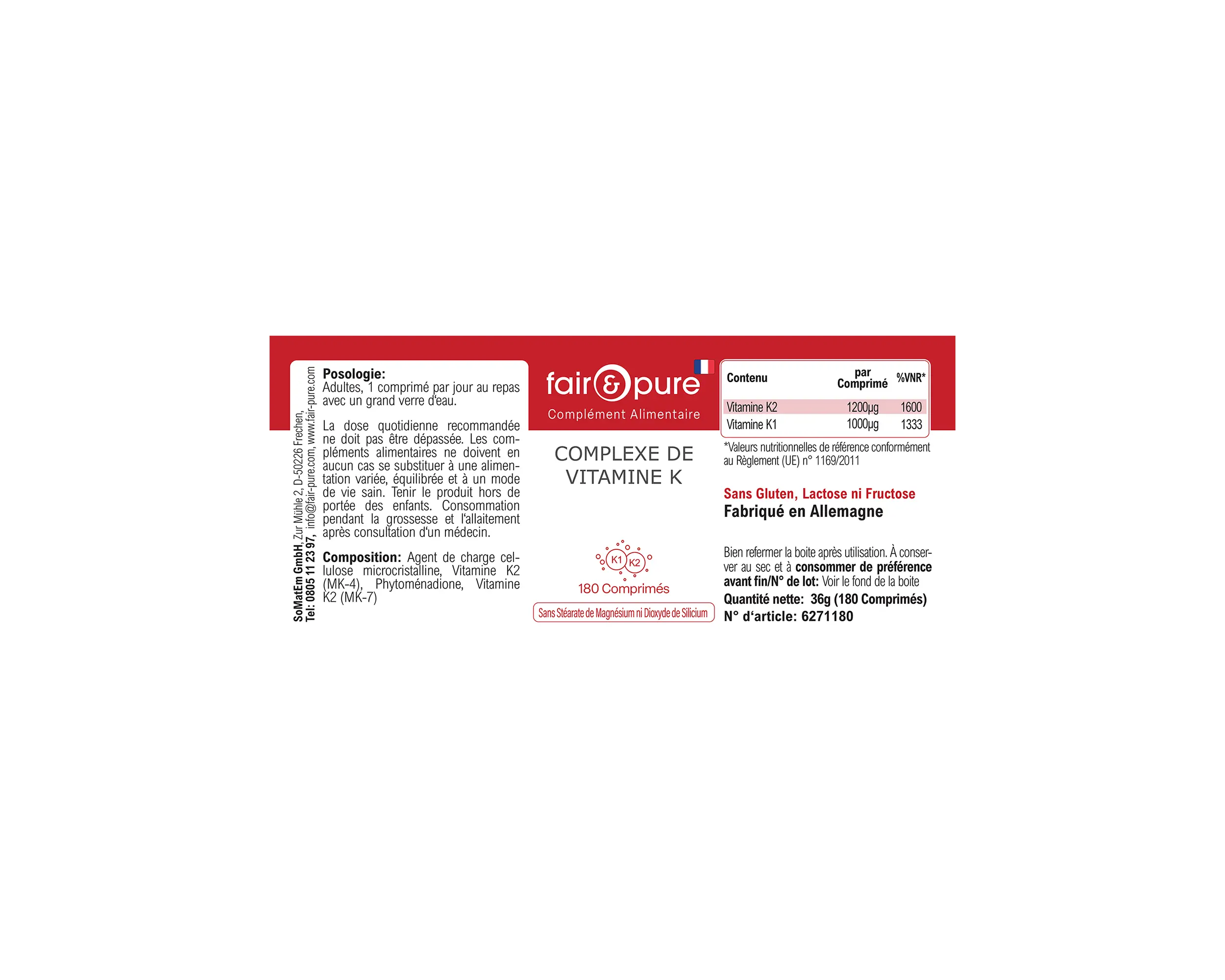 Complesso di Vitamina K - 180 Compresse | fair-pure