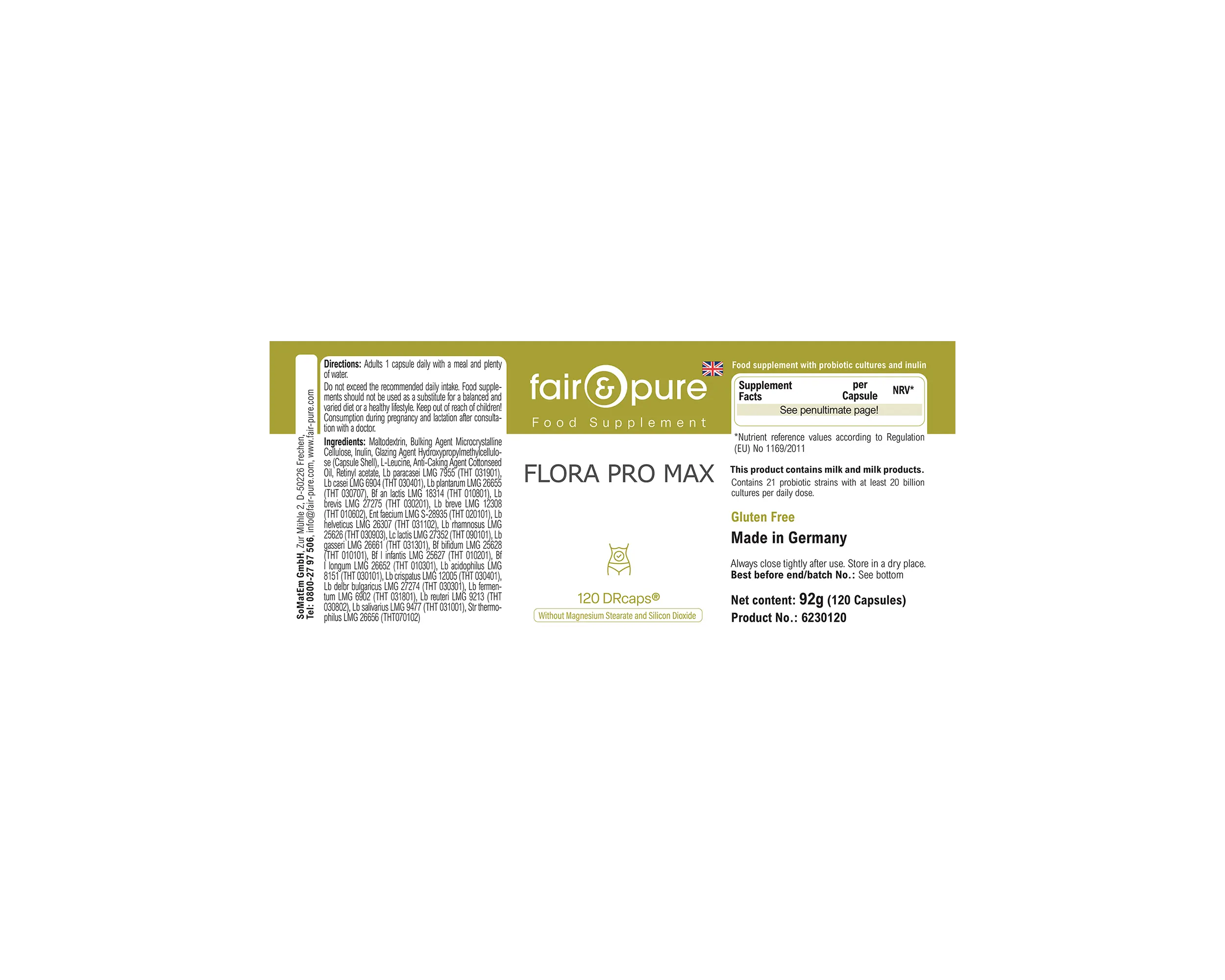 Flora Pro Max - 120 DRcaps® - with 21 bacterial strains | fair-pure