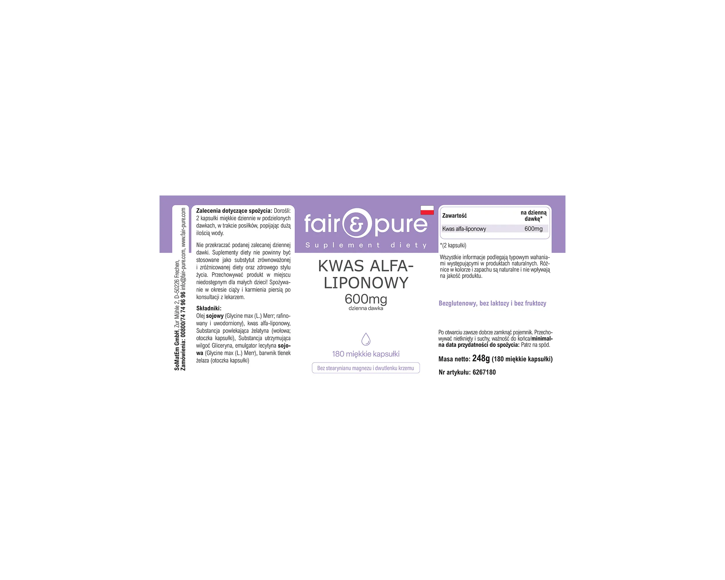 Alpha-Liponsäure 600mg - 180 Softgels | fair-pure