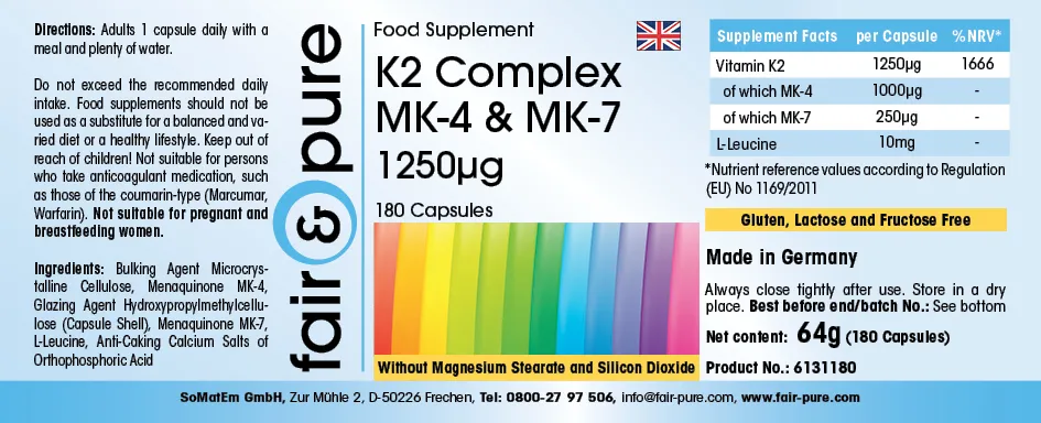 Complexe de Vitamines K2 1250µg 