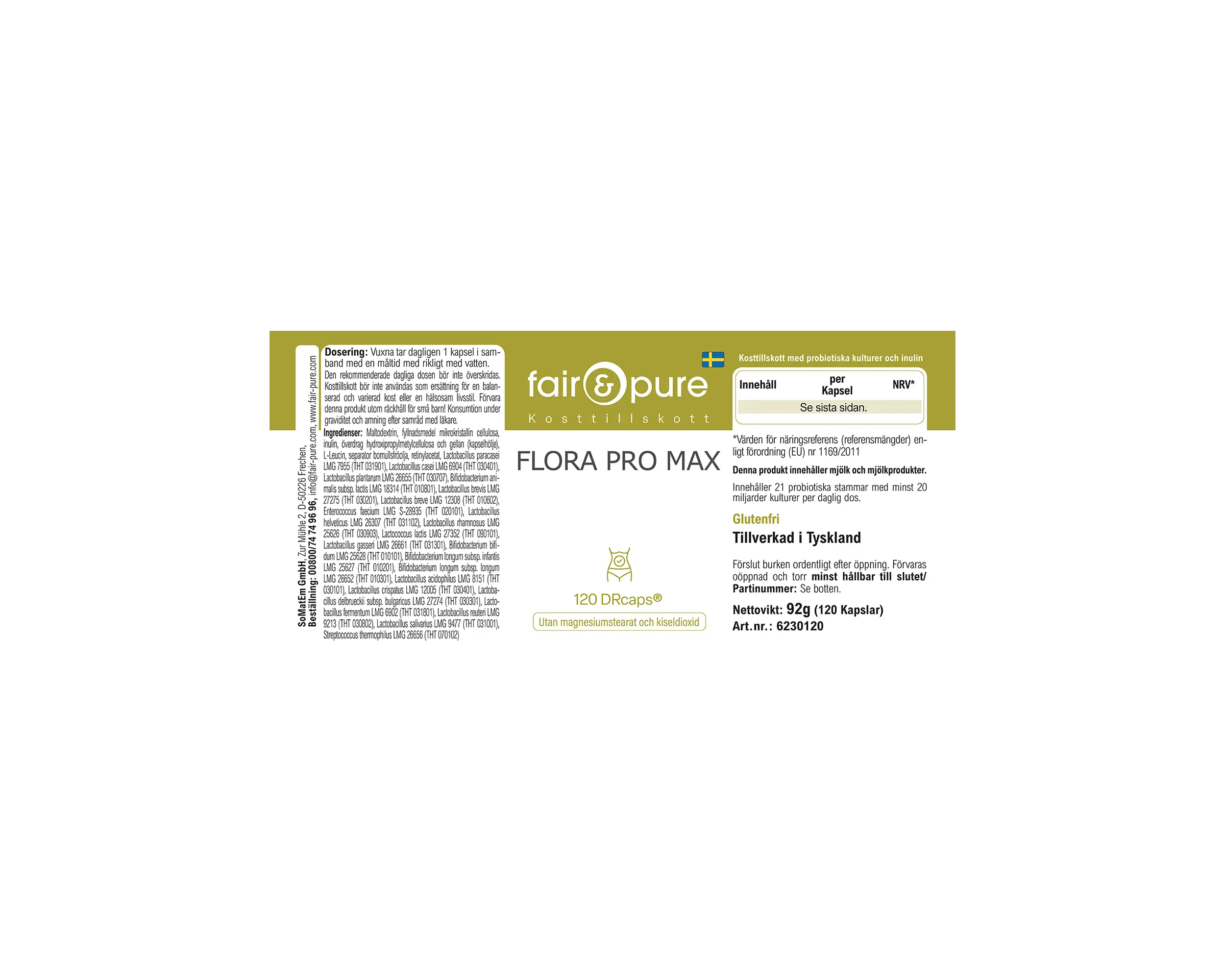 Flora Pro Max - 120 DRcaps® - with 21 bacterial strains | fair-pure