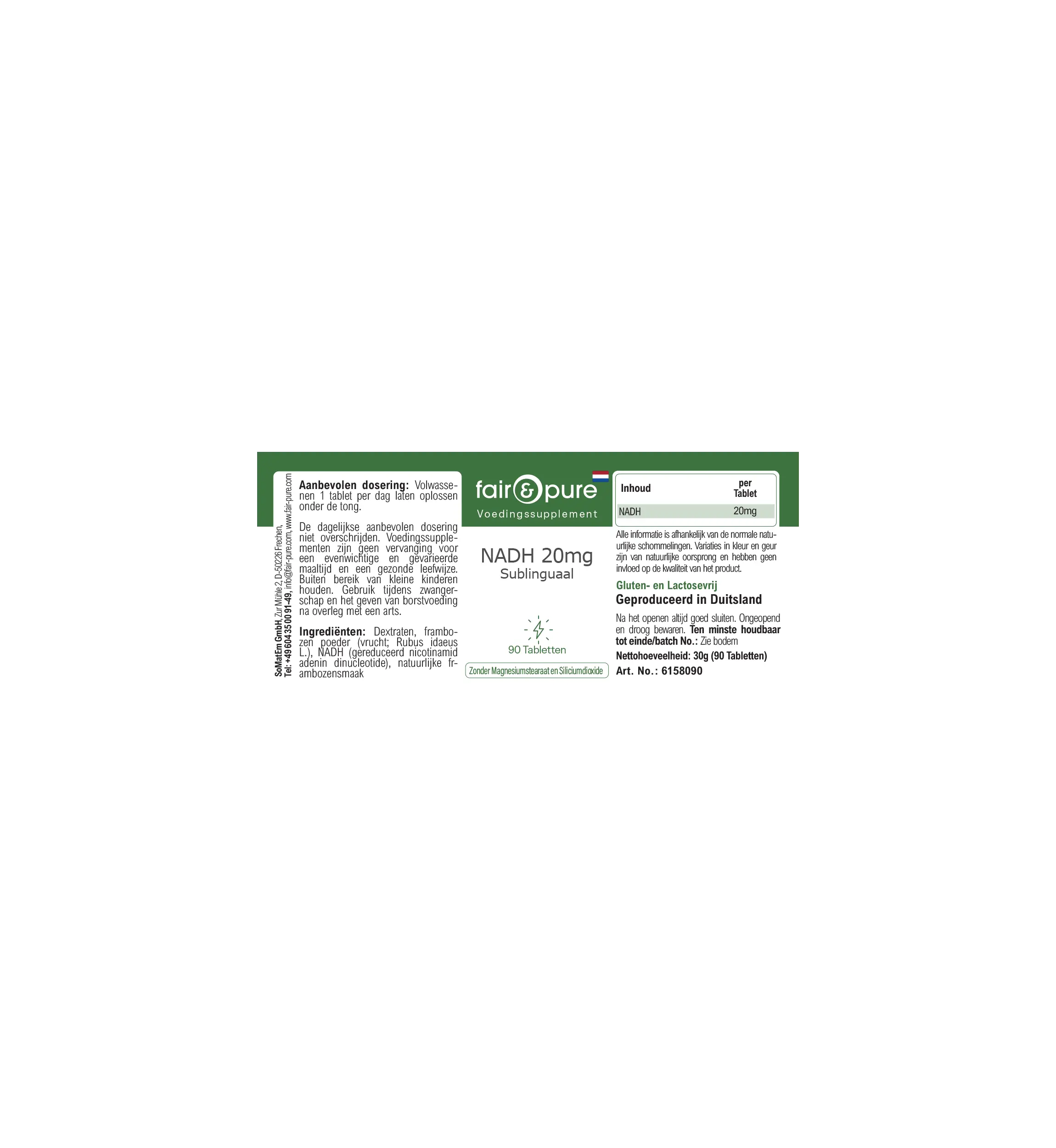 NADH 20 mg sublinguale - 90 compresse | fair-pure