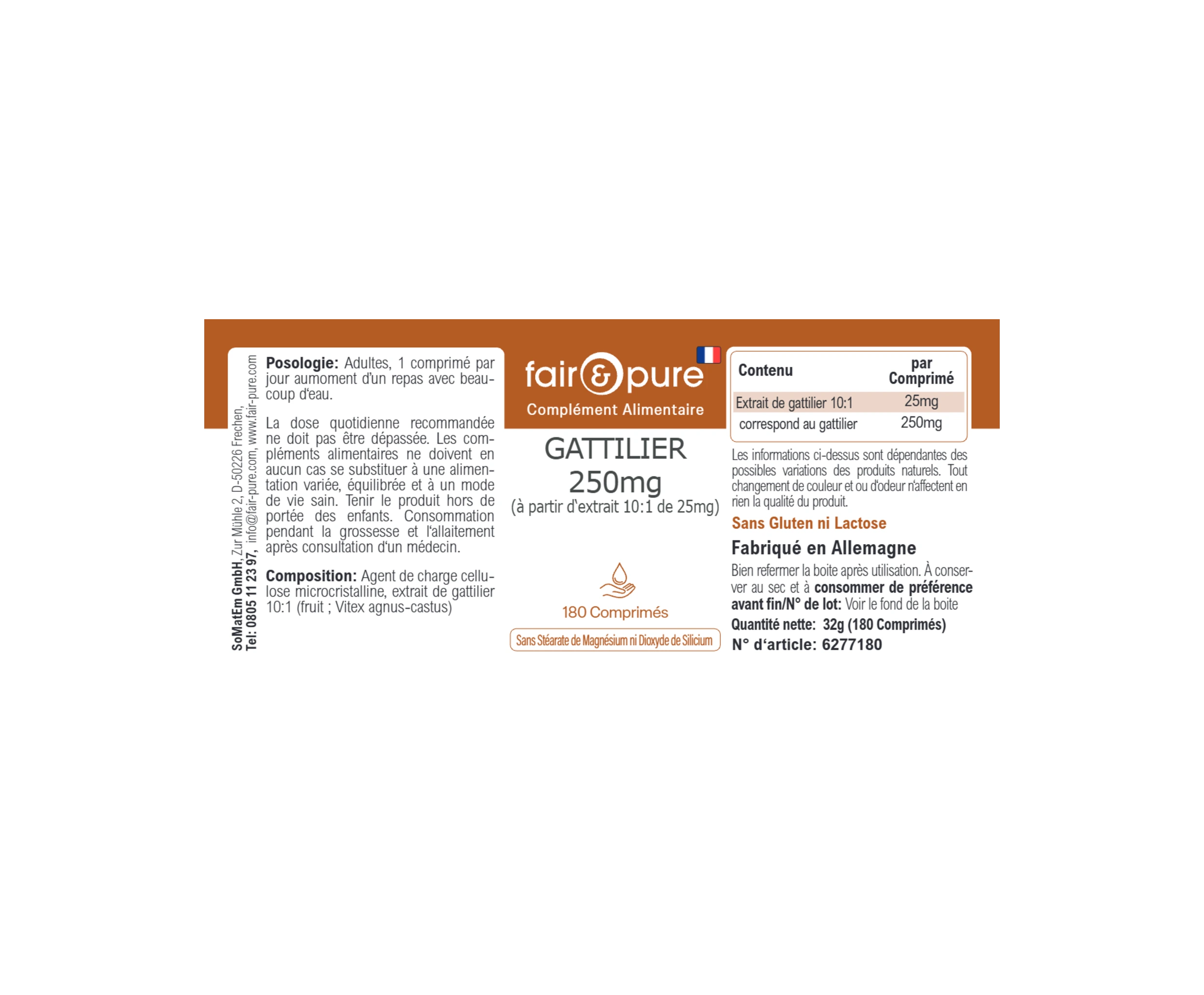 AGNOCASTO 250mg (a partir de 25mg de extracto 10:1) - 180 Comprimidos | fair-pure