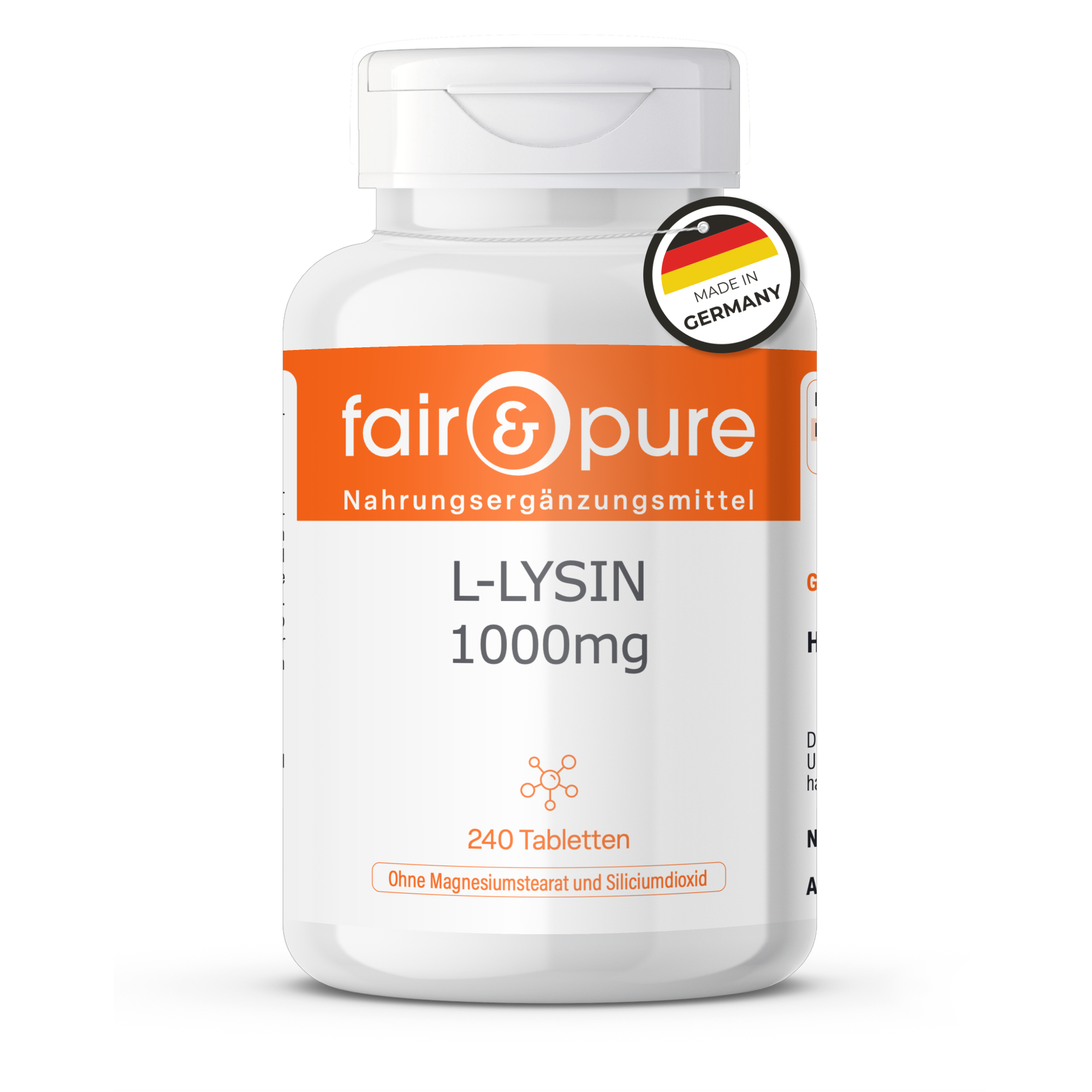 L-Lysin 1000mg - 240 Tabletten | fair-pure