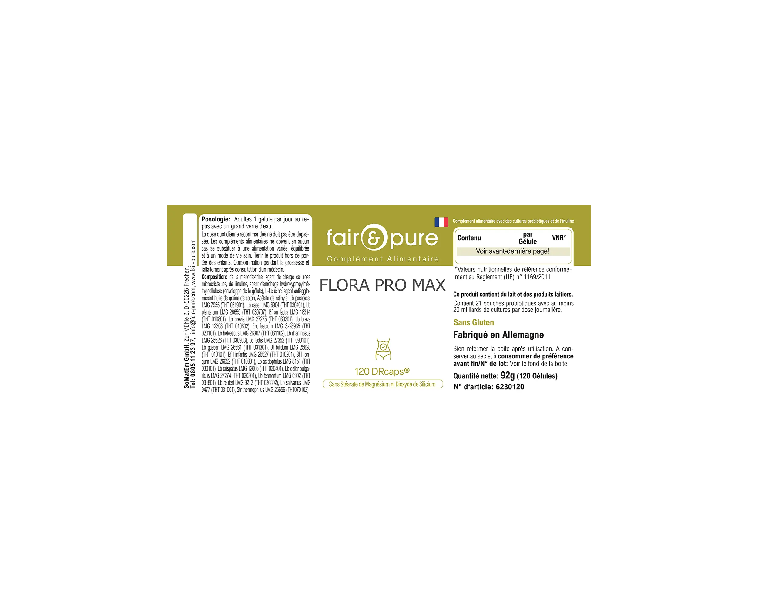 Flora Pro Max - 120 DRcaps® - with 21 bacterial strains | fair-pure