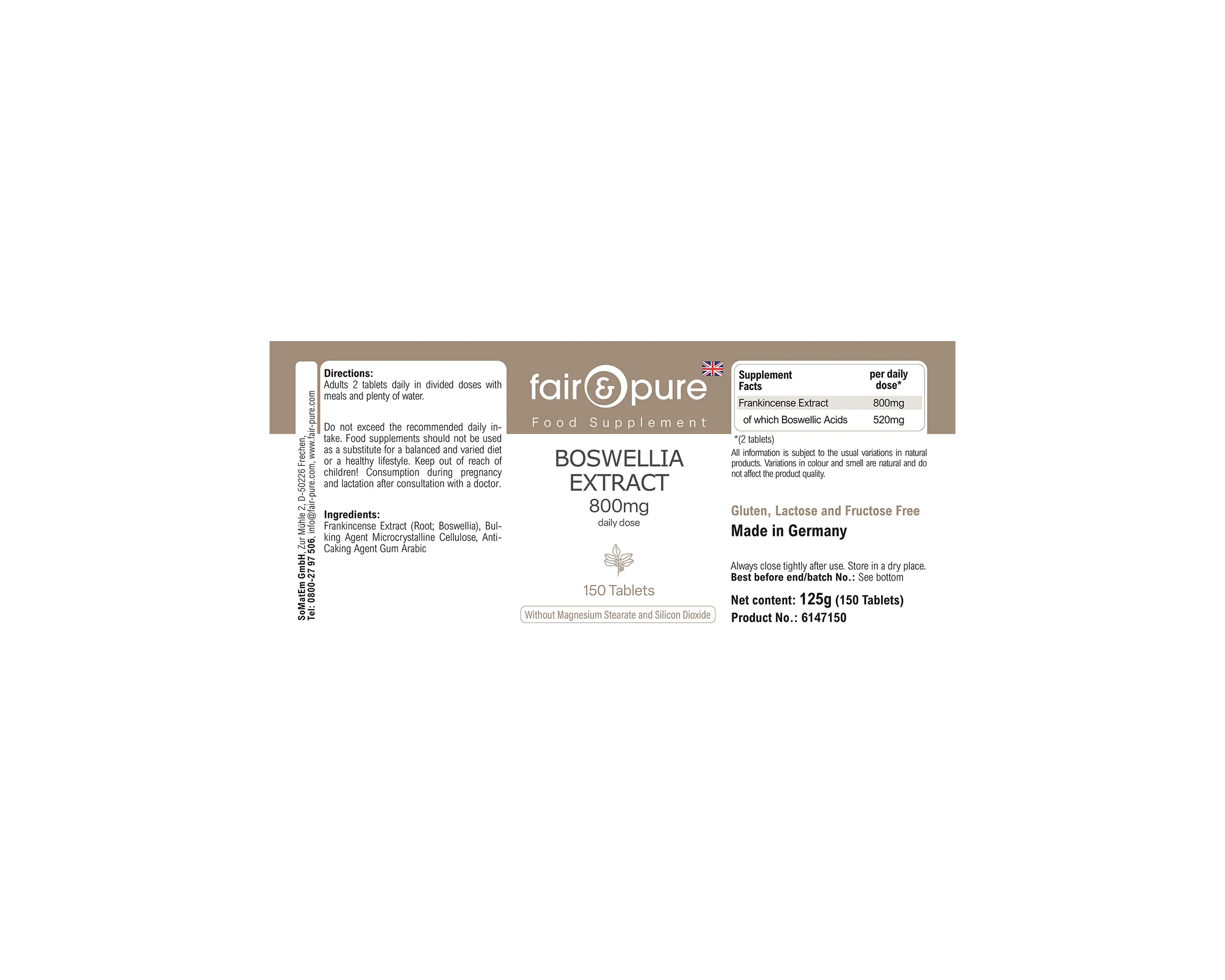 Boswellia Weihrauch Extrakt 400mg | fair-pure