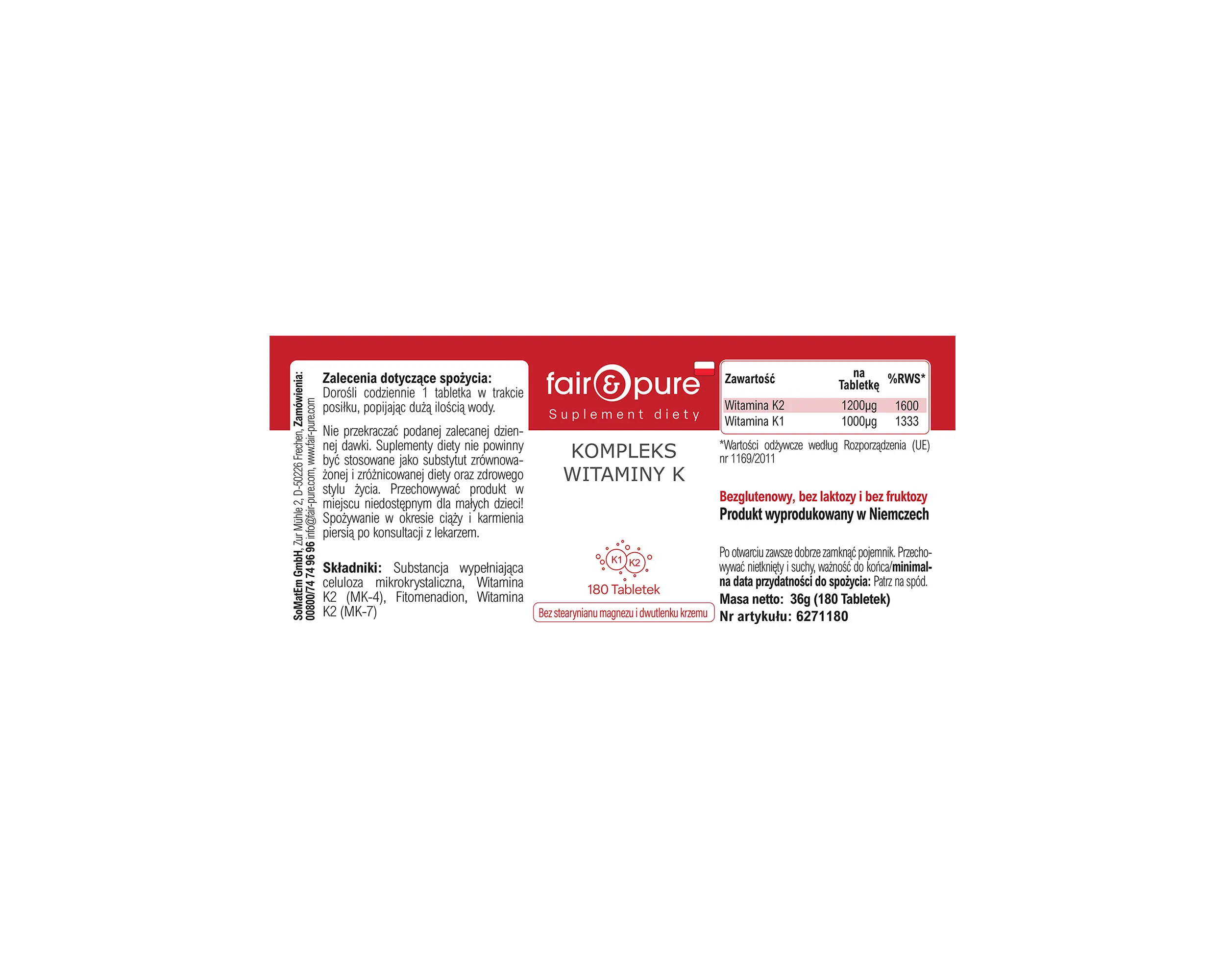 Complesso di Vitamina K - 180 Compresse | fair-pure