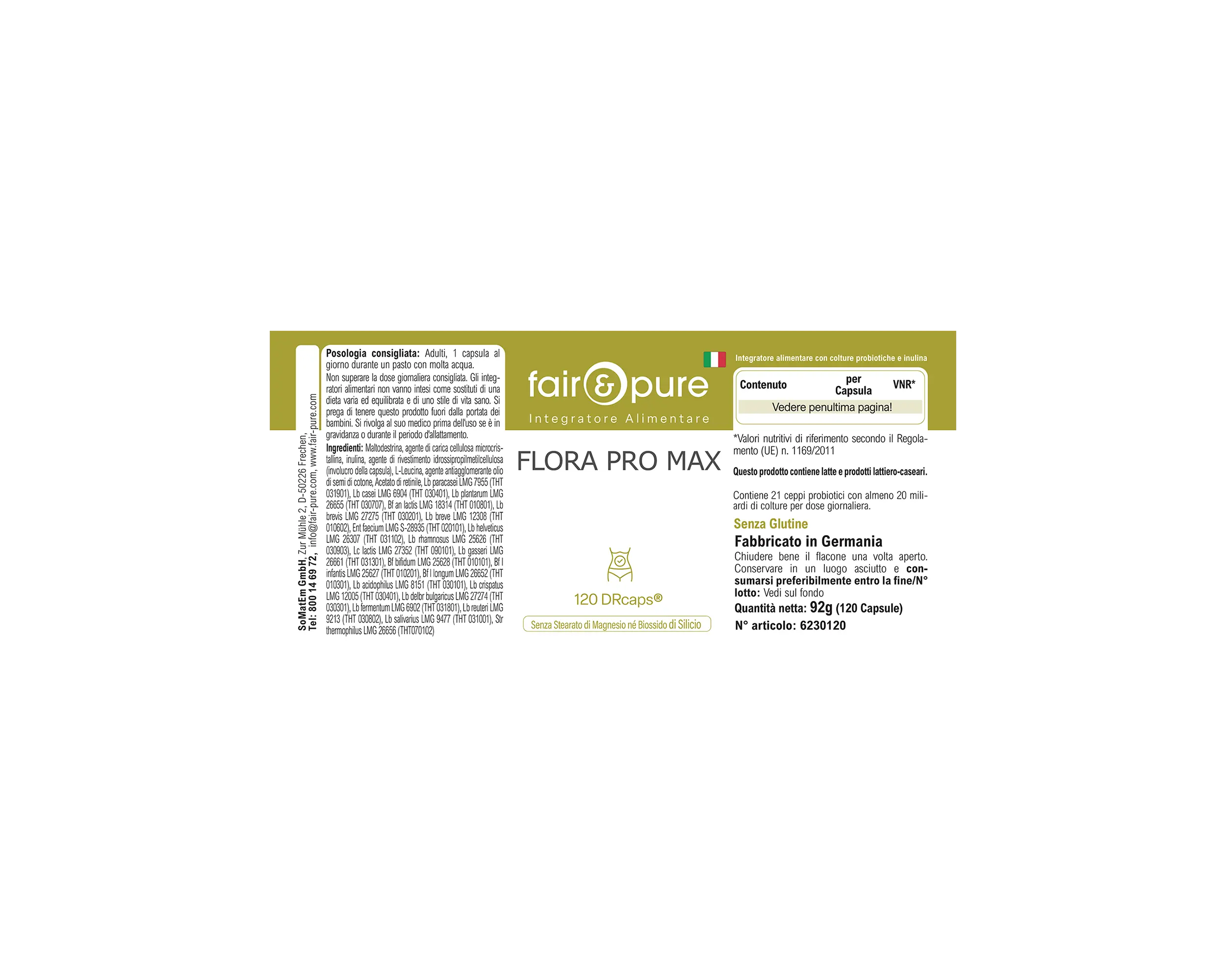 Flora Pro Max - 120 DRcaps® - with 21 bacterial strains | fair-pure