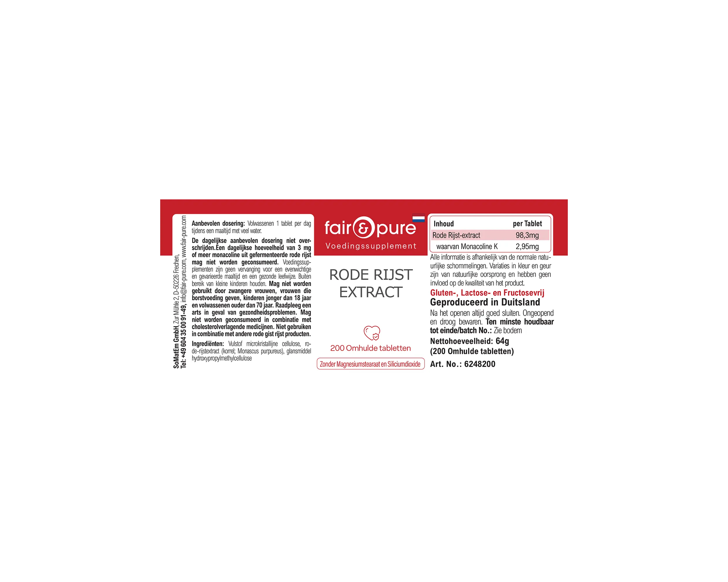 Roter Reis Extrakt - 200 Filmtabletten - schluckfreundlich | fair-pure