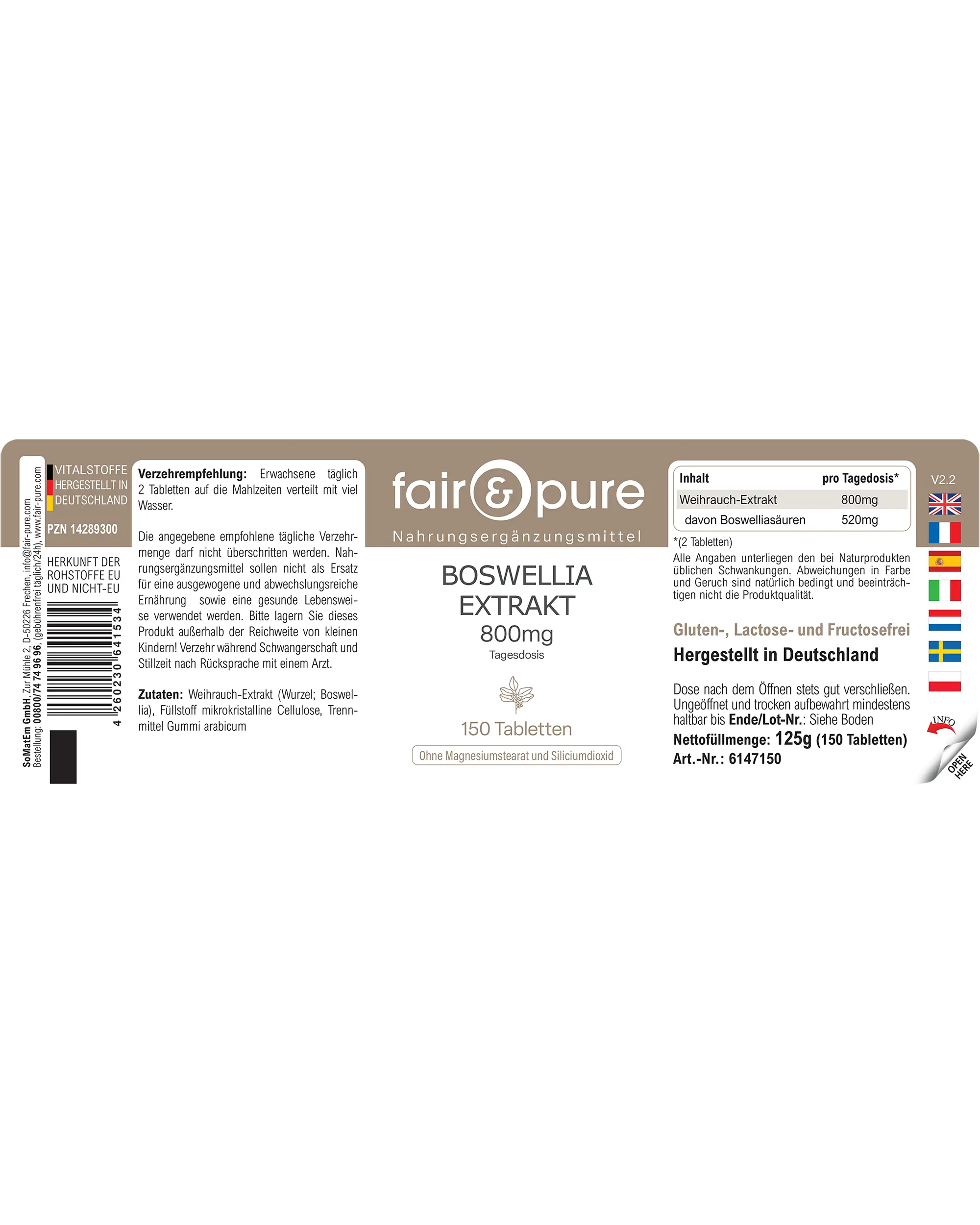 Boswellia Weihrauch Extrakt 400mg | fair-pure