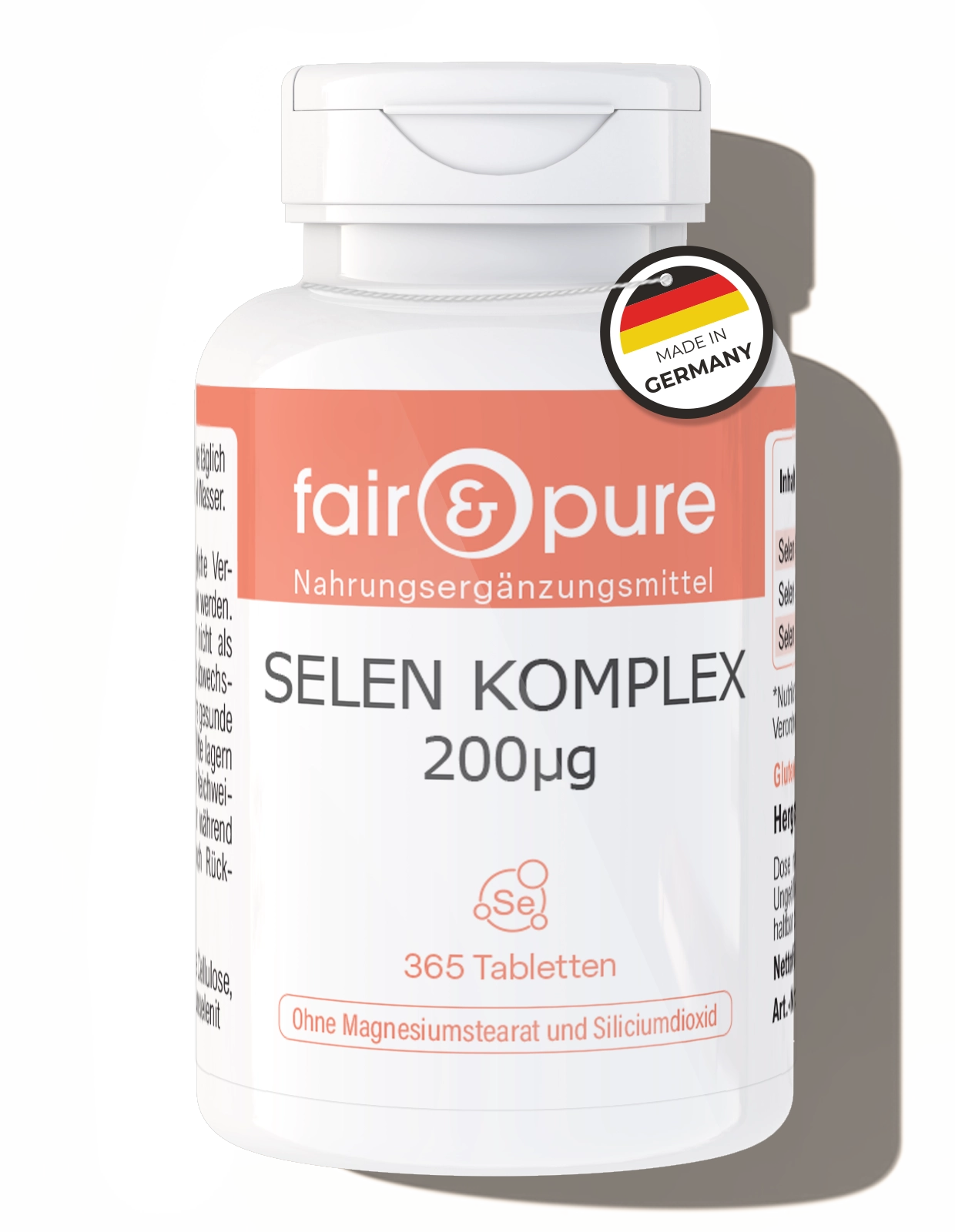 Complesso di selenio 200 µg - 365 compresse - per il sistema immunitario e la tiroide | fair-pure