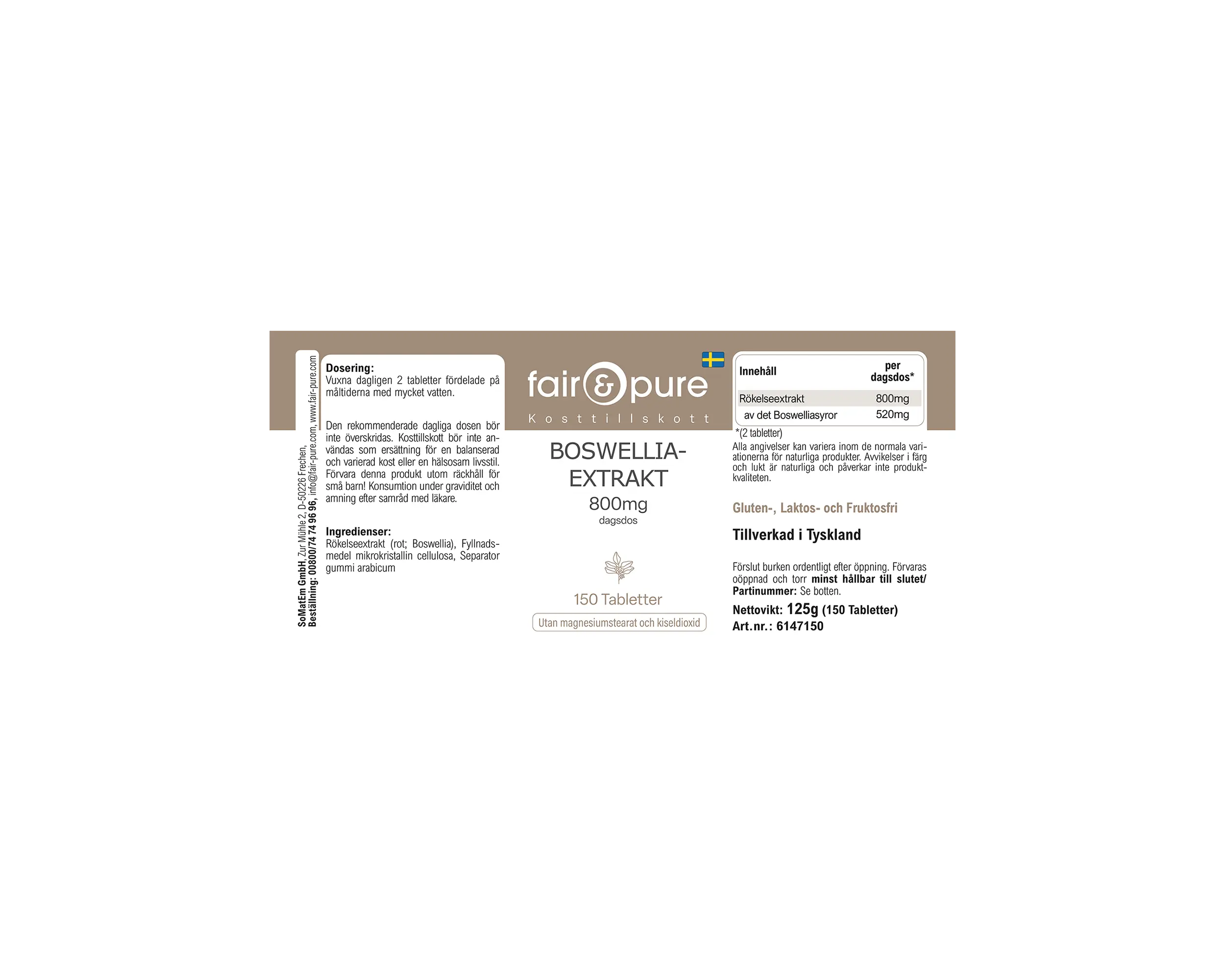 Boswellia Weihrauch Extrakt 400mg | fair-pure