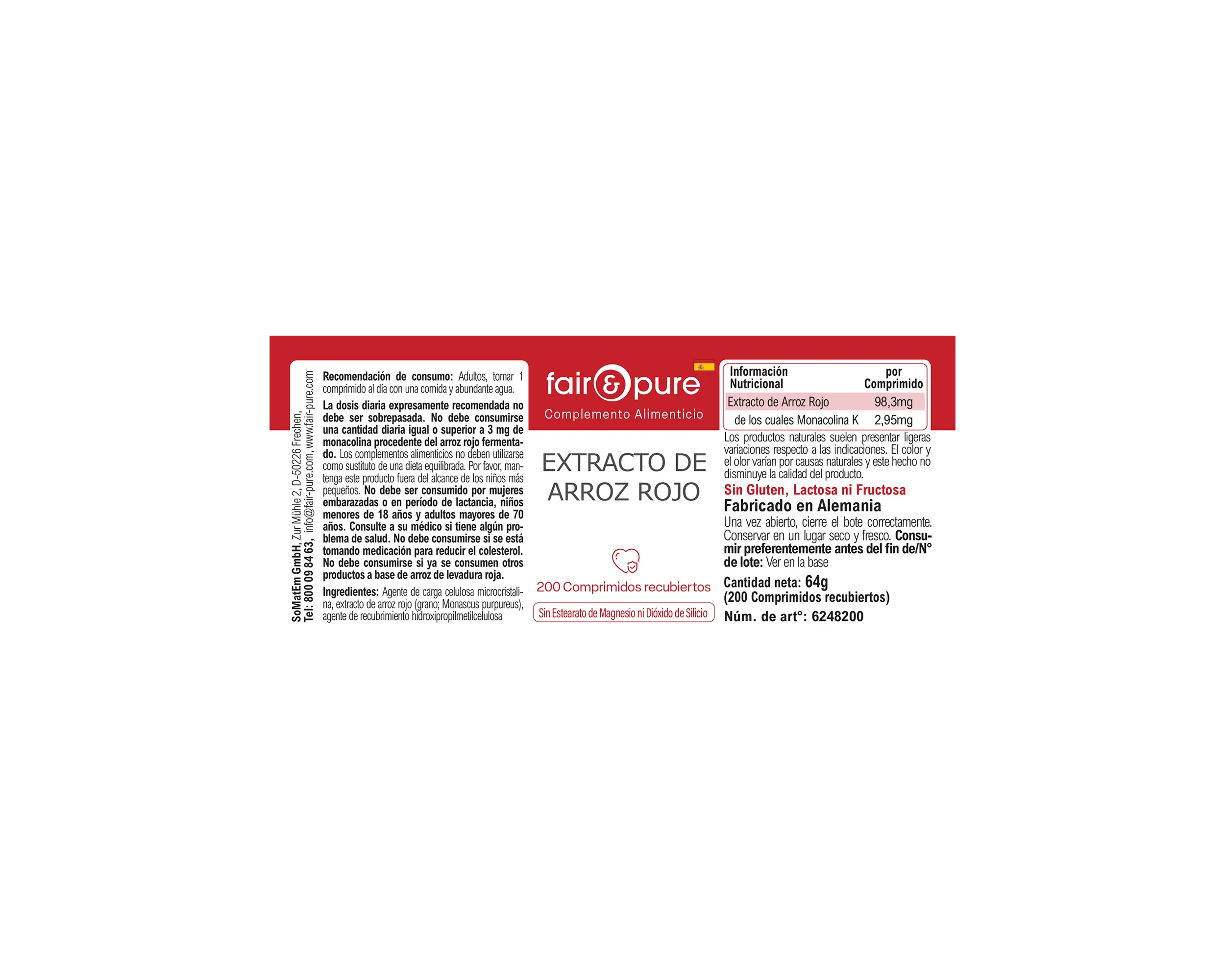 Roter Reis Extrakt - 200 Filmtabletten - schluckfreundlich | fair-pure