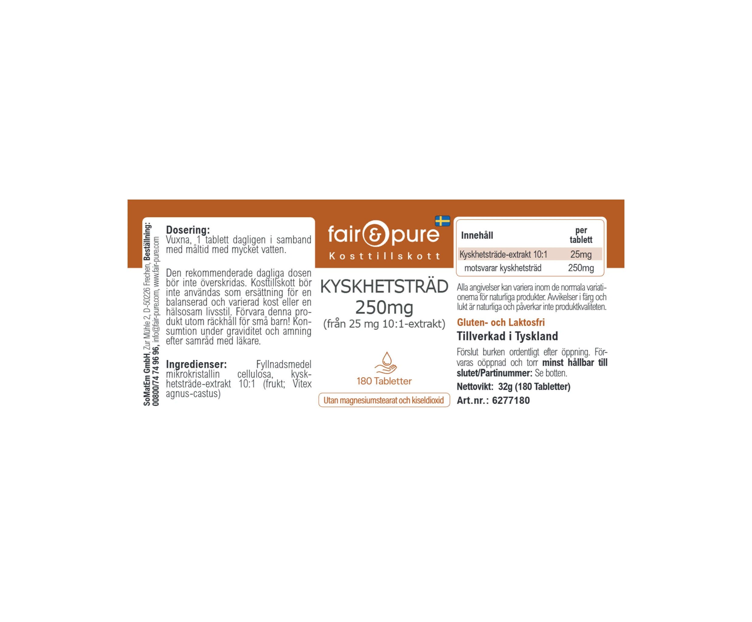 AGNOCASTO 250mg (a partir de 25mg de extracto 10:1) - 180 Comprimidos | fair-pure