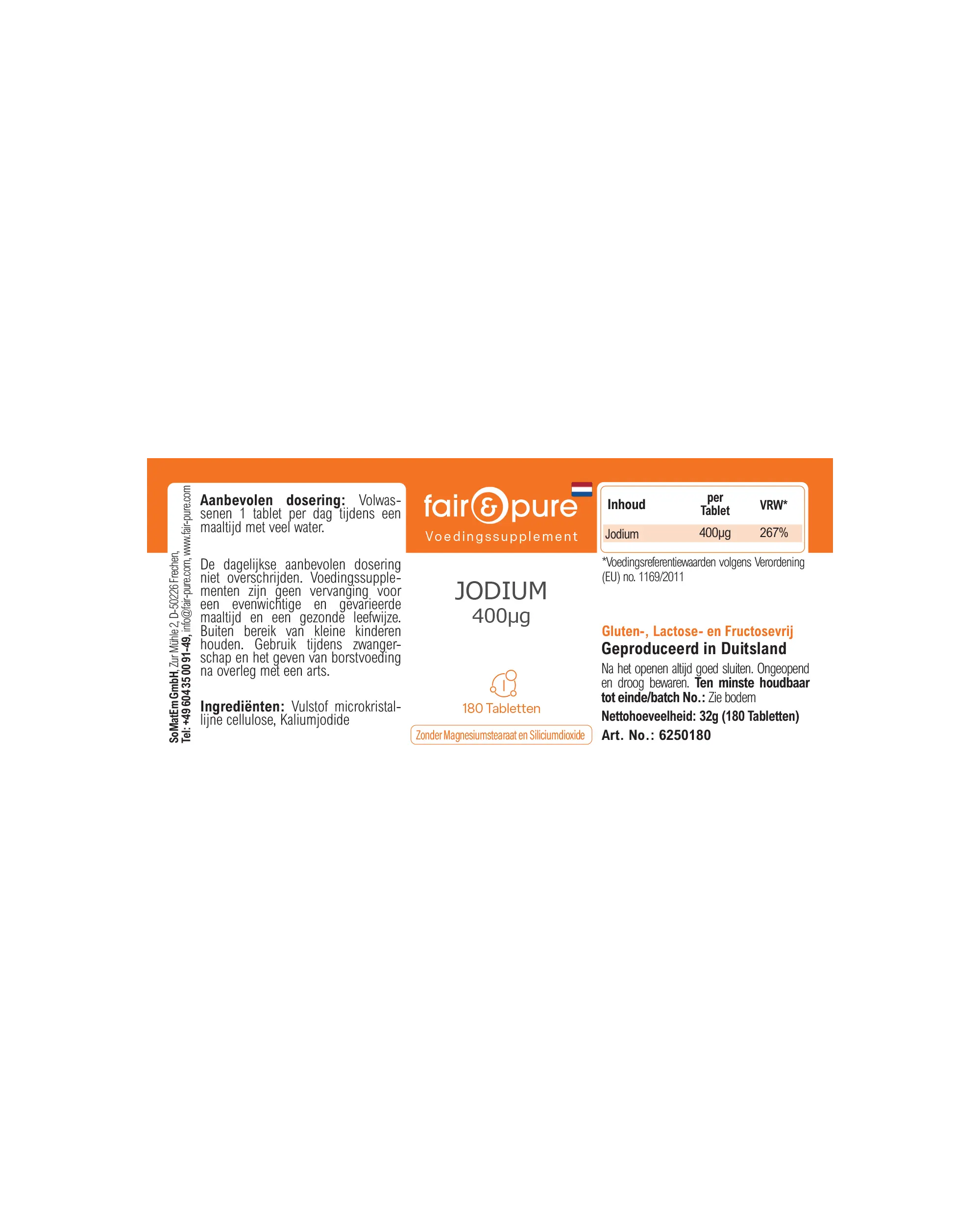 Iodine 400µg – 180 Tablets – Over 100% Daily Value | Fair & Pure