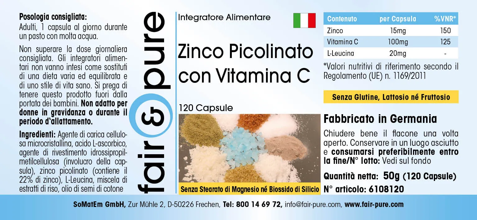 Zinco 15mg con Vitamina C