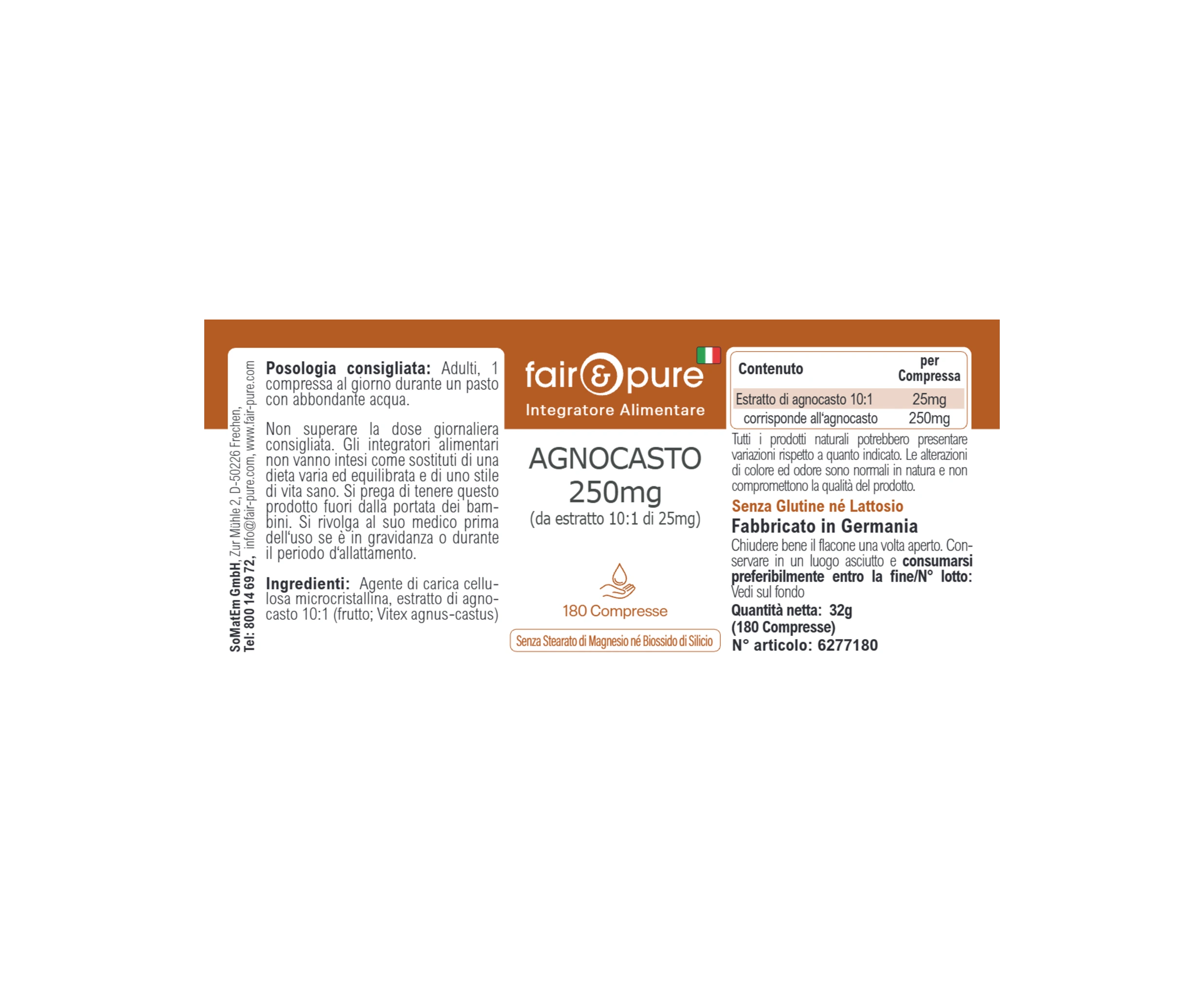 AGNOCASTO 250mg (a partir de 25mg de extracto 10:1) - 180 Comprimidos | fair-pure
