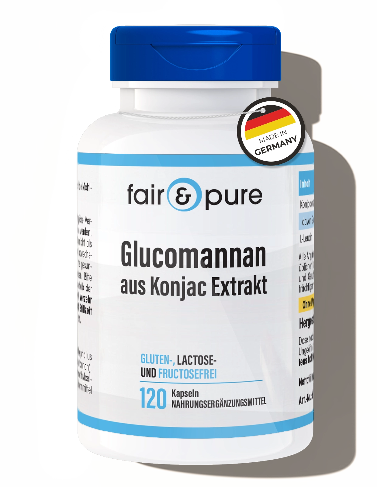 Glucomannan 500 mg aus Konjakwurzel-Extrakt - 120 Kapseln - VEGAN - fair & pure Glucomannan 500 mg aus Konjakwurzel-Extrakt - 120 Kapseln - VEGAN - fair & pure