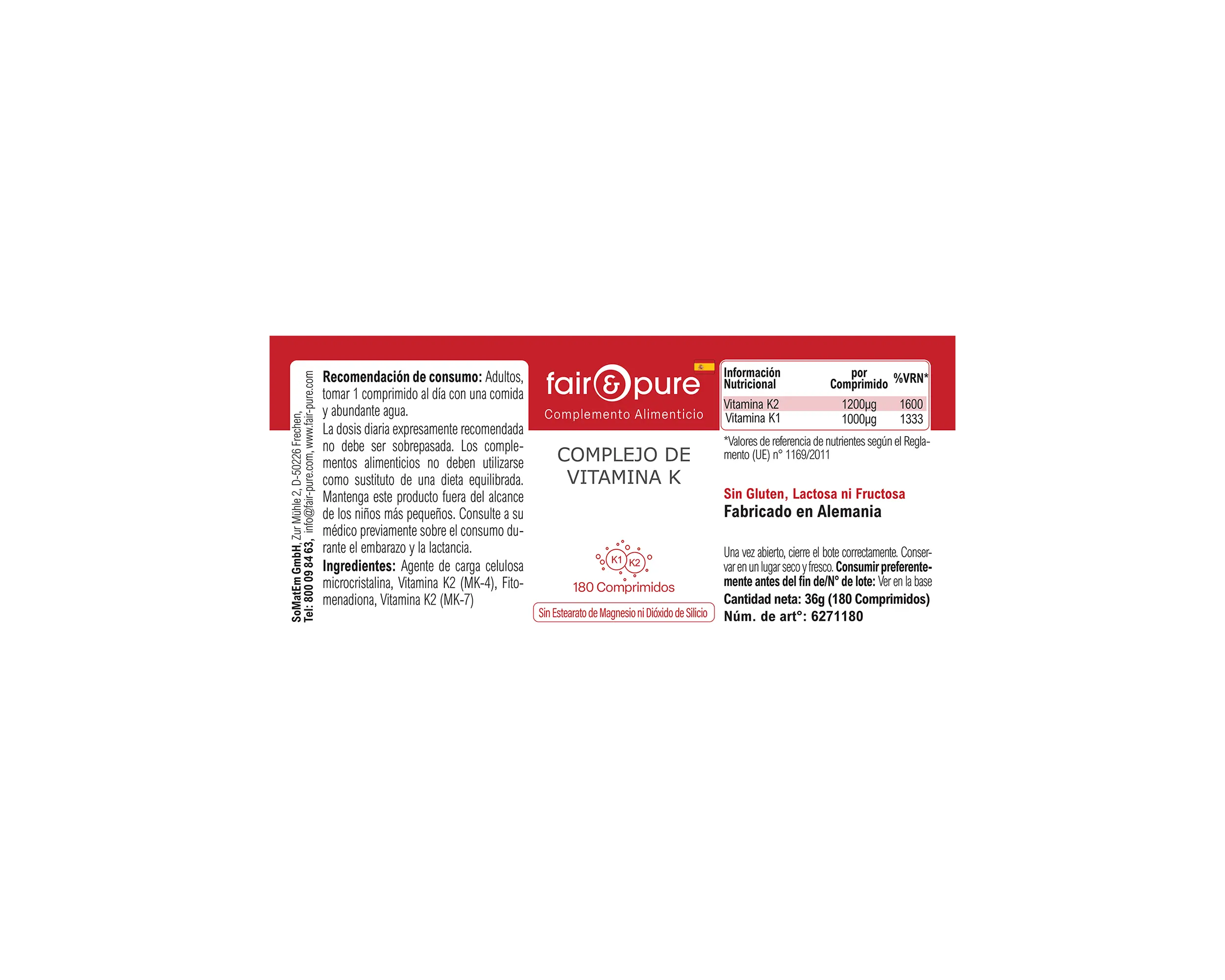 Complesso di Vitamina K - 180 Compresse | fair-pure